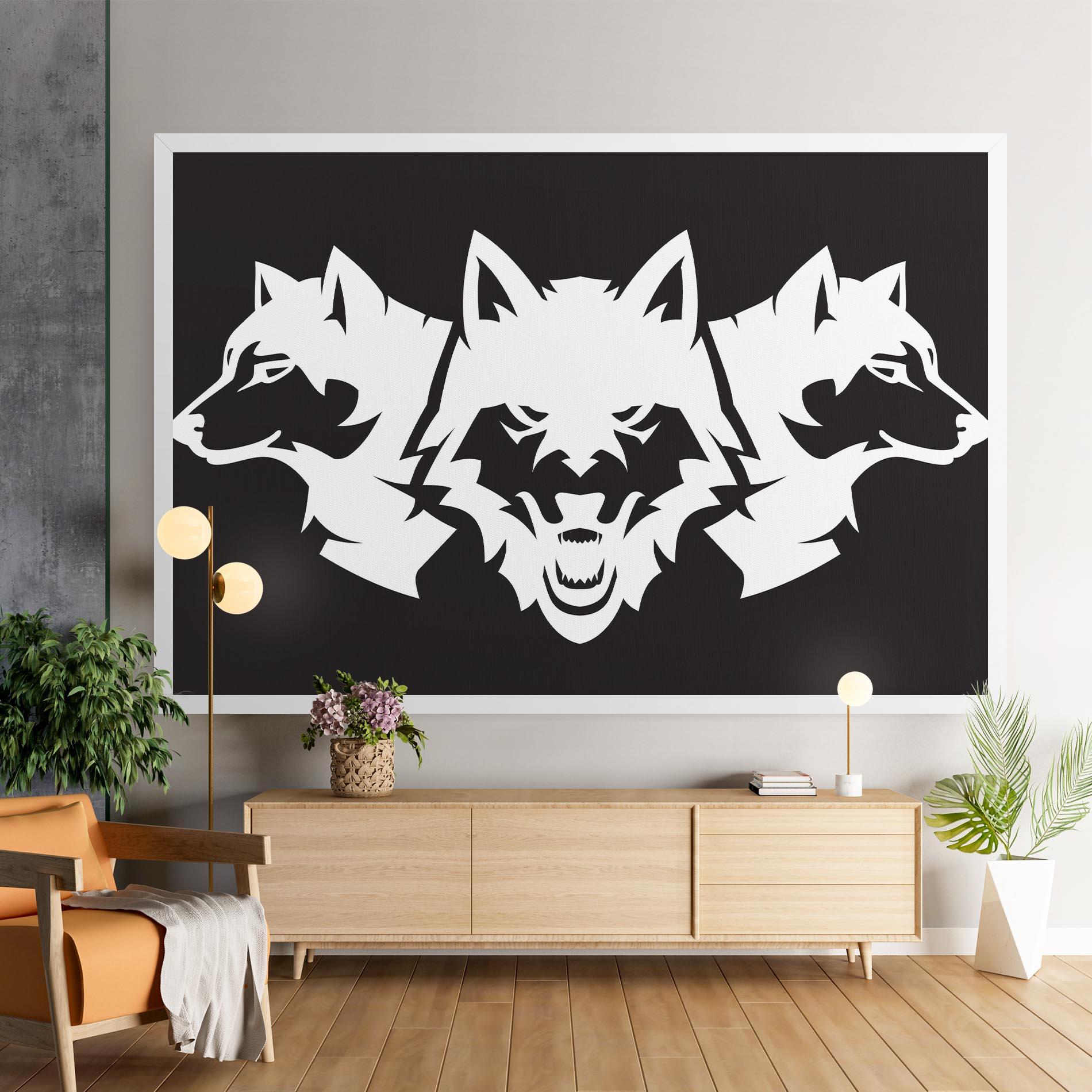 Vászonkép 3 Wolf Heads mockup 9