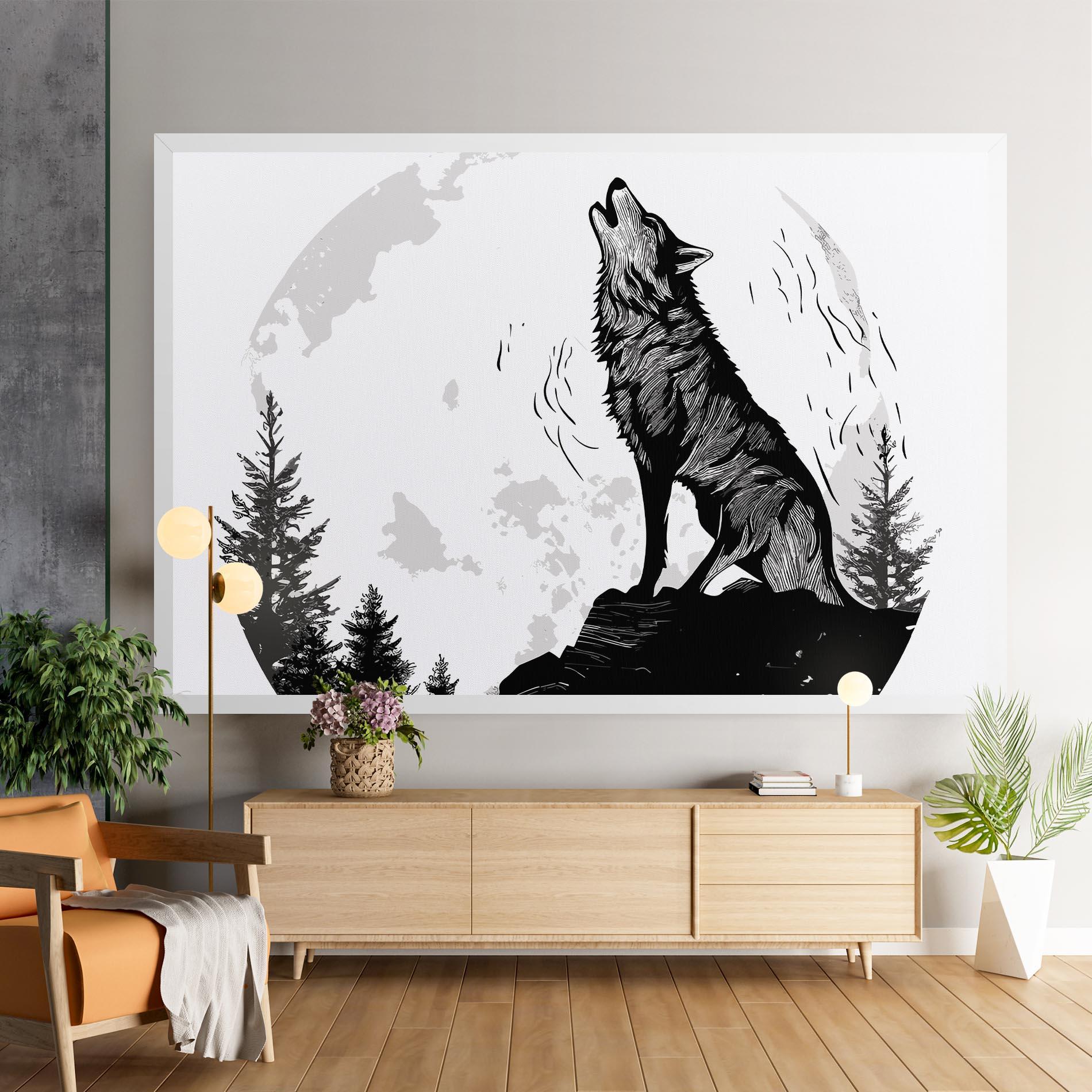 Vászonkép Grey Moon Wolf mockup 9