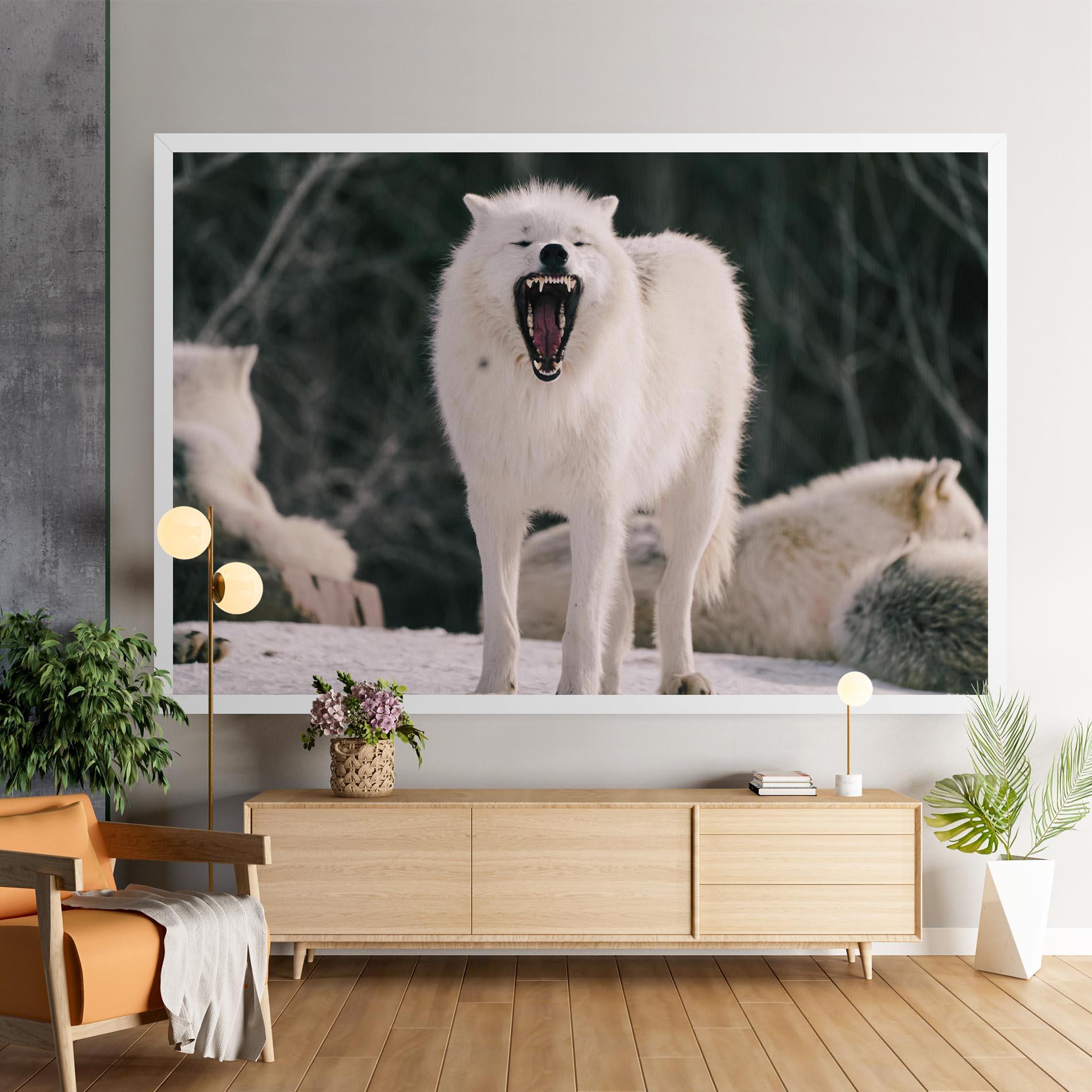 Vászonkép Laughing White Wolf mockup 9