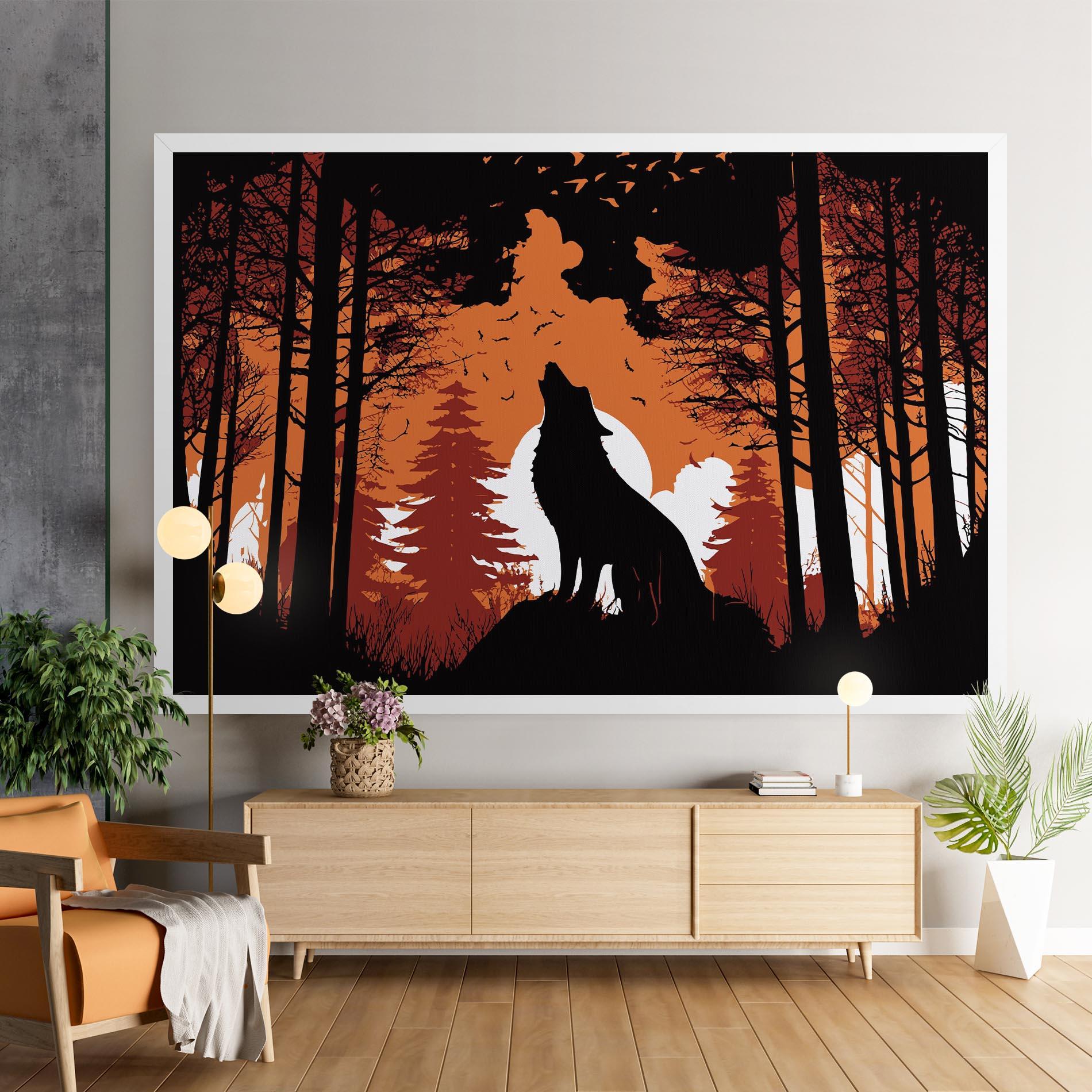 Vászonkép Orange Sky Wolf mockup 9