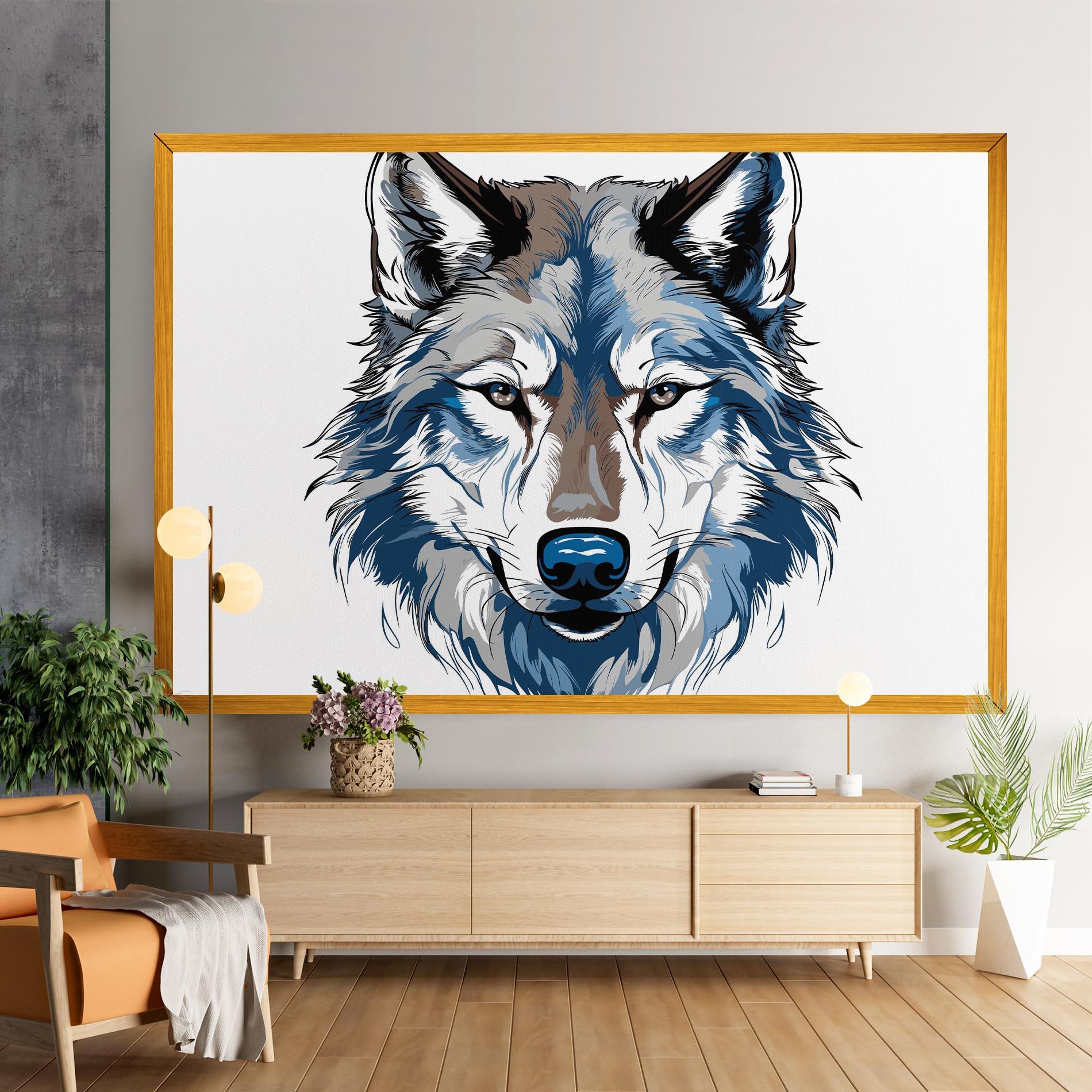 Vászonkép Blue Wolf Head mockup 9