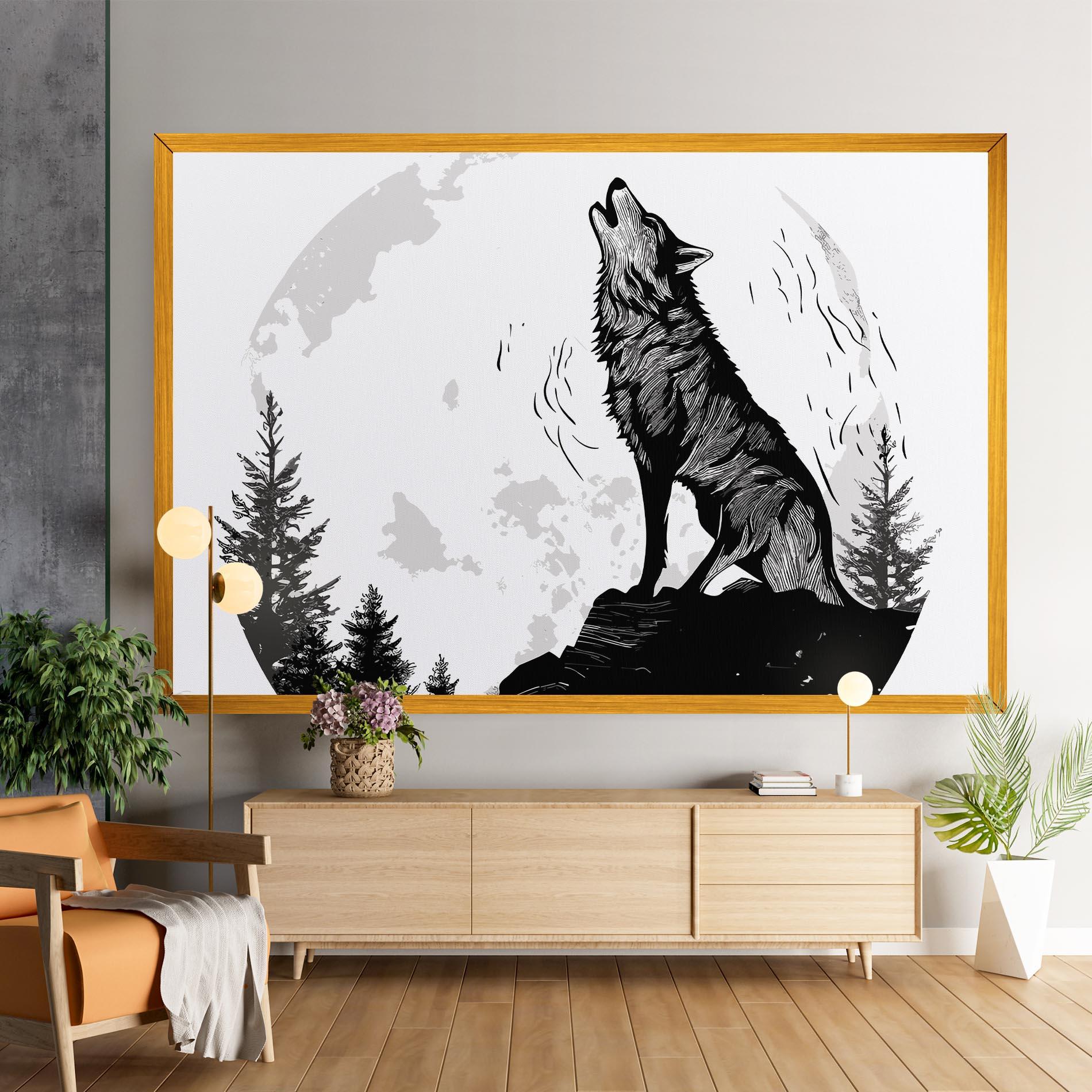 Vászonkép Grey Moon Wolf mockup 9