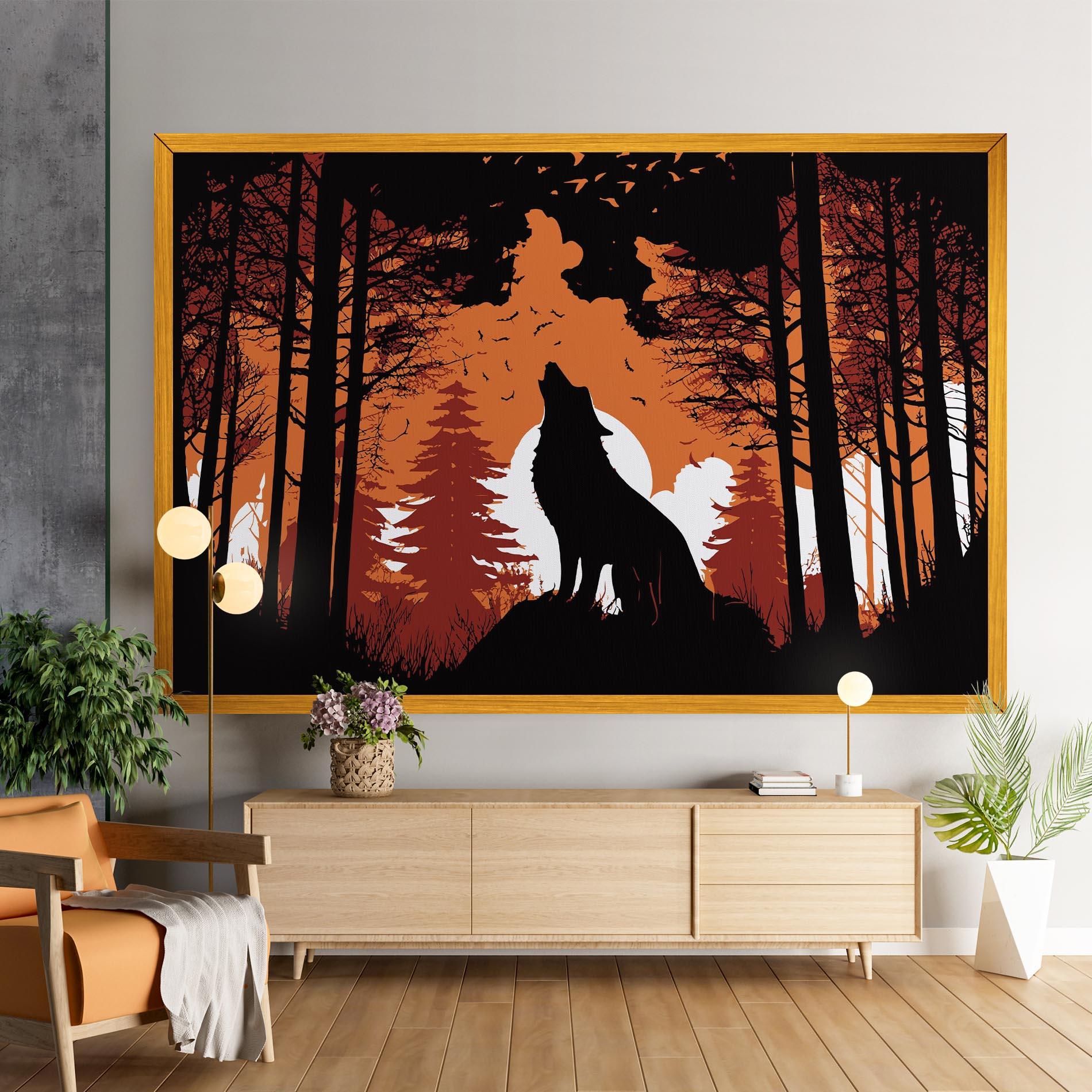 Vászonkép Orange Sky Wolf mockup 9