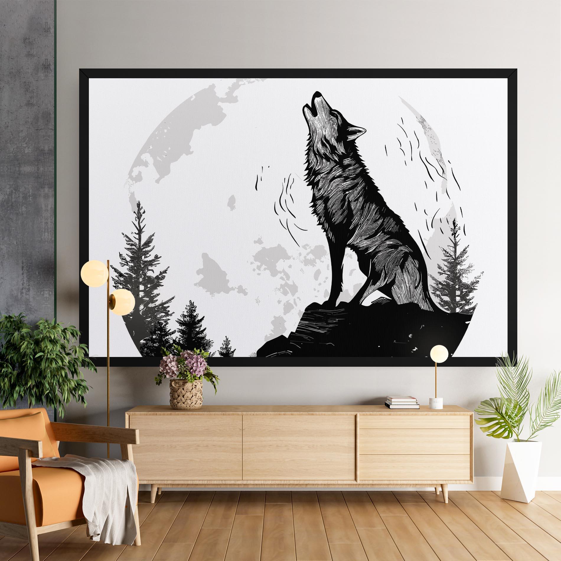 Vászonkép Grey Moon Wolf mockup 9