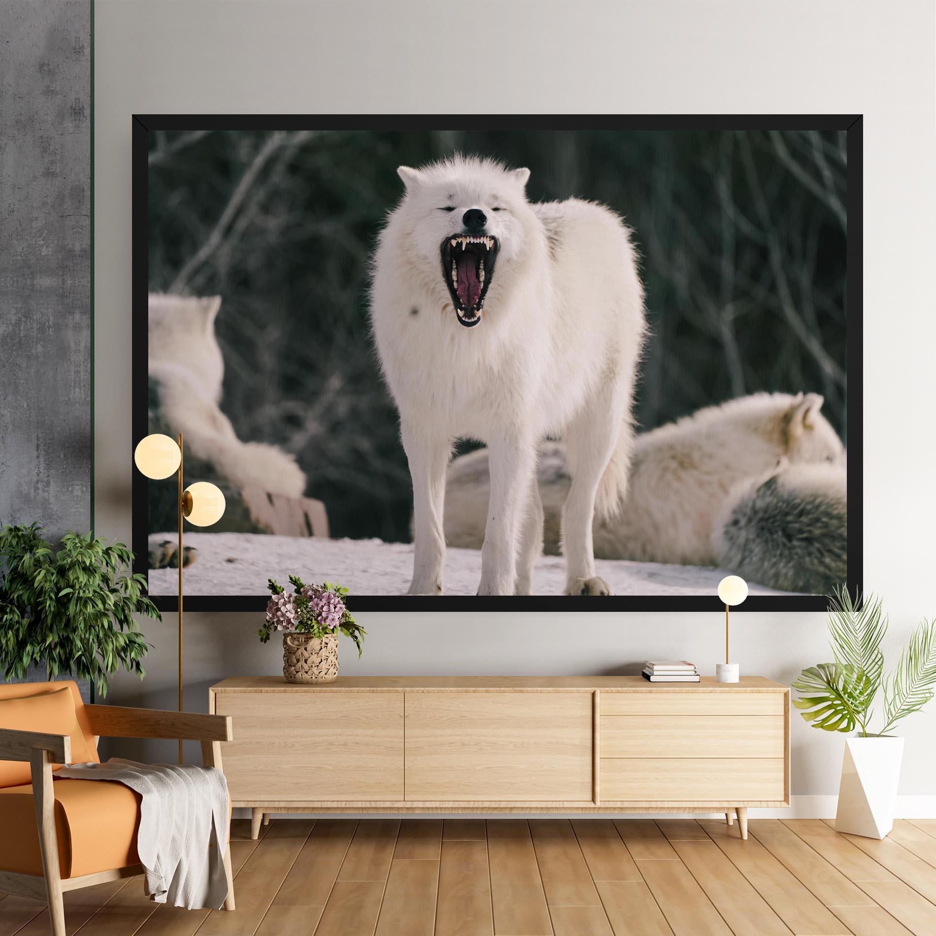 Vászonkép Laughing White Wolf mockup 9