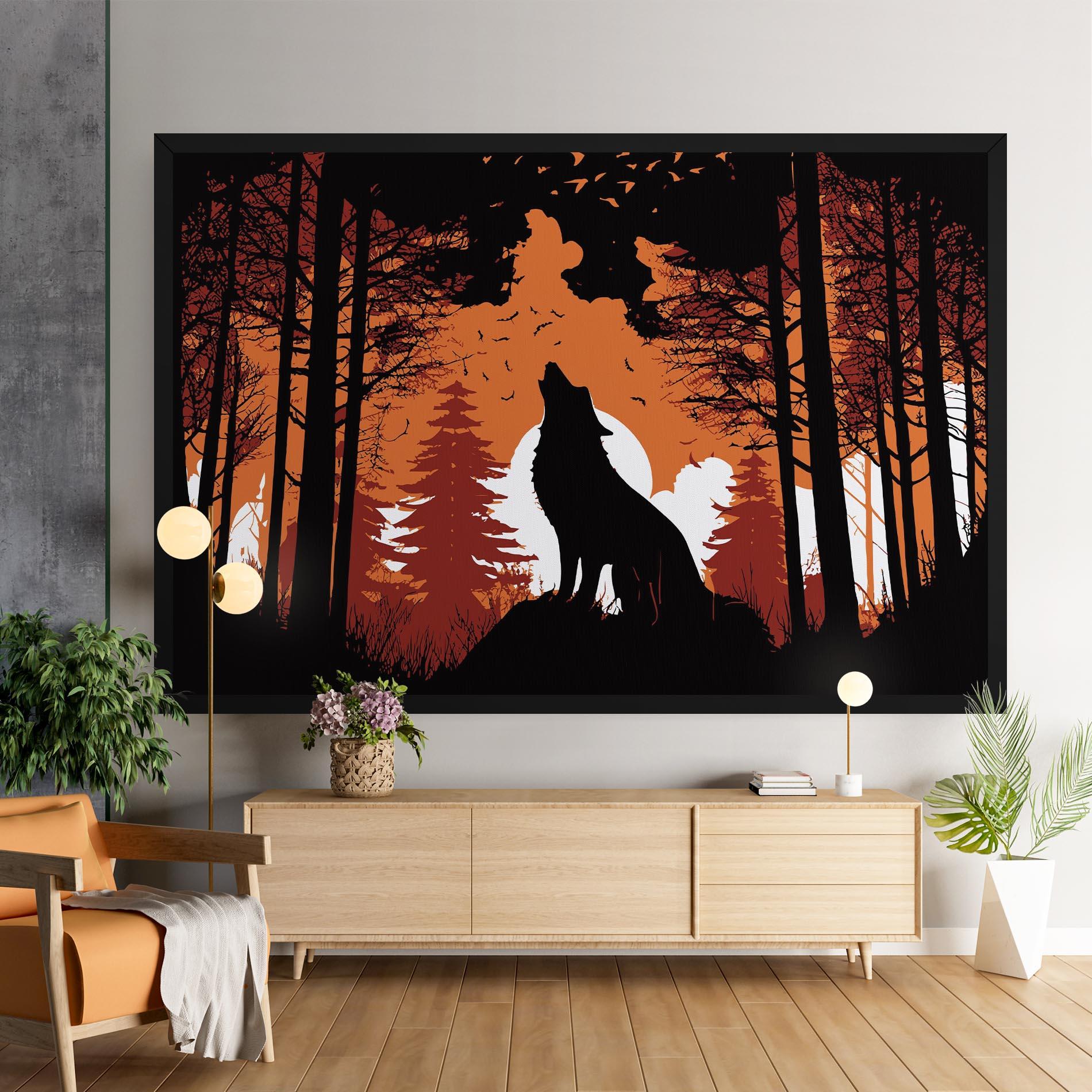 Vászonkép Orange Sky Wolf mockup 9