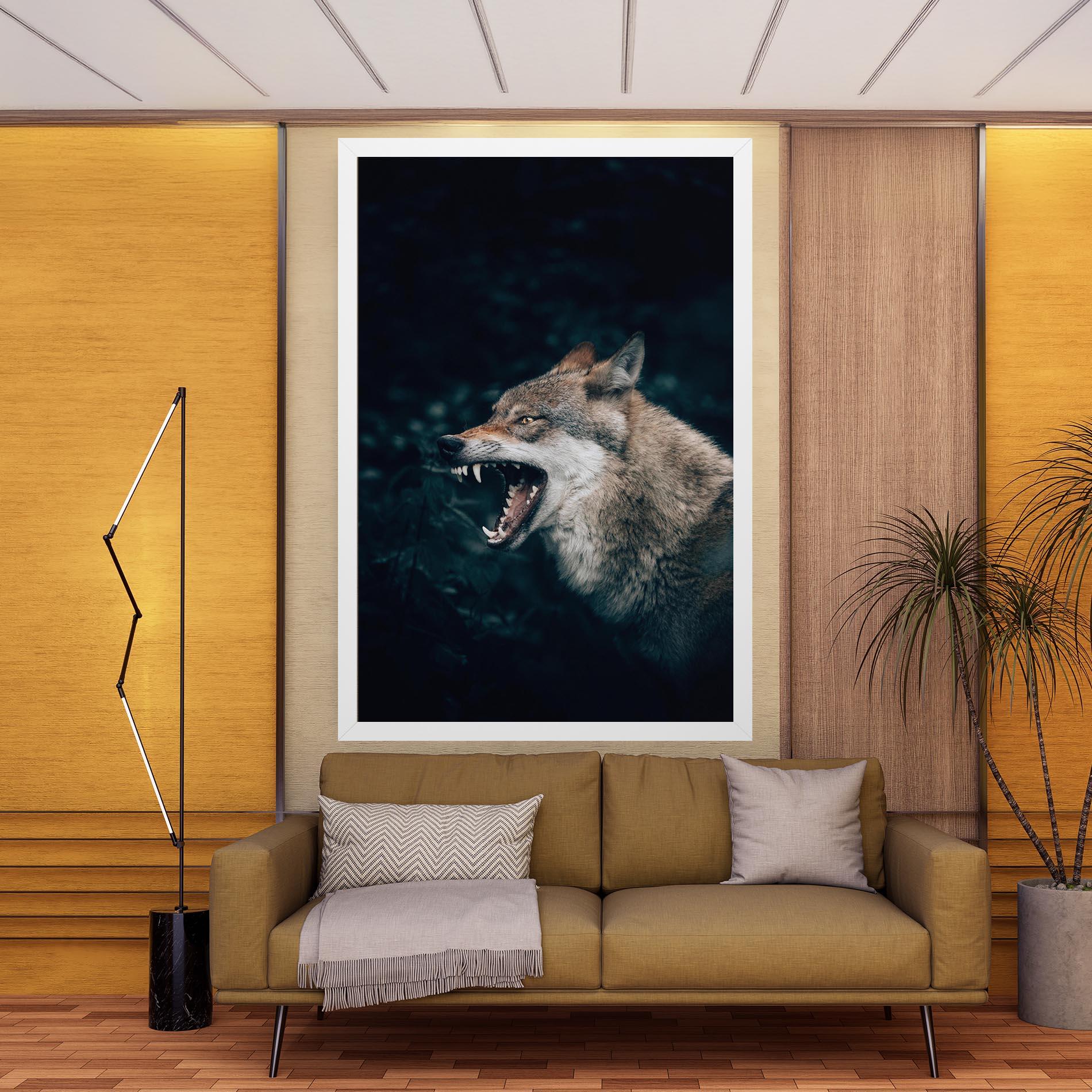 Vászonkép Angry Wolf In The Forest mockup 9