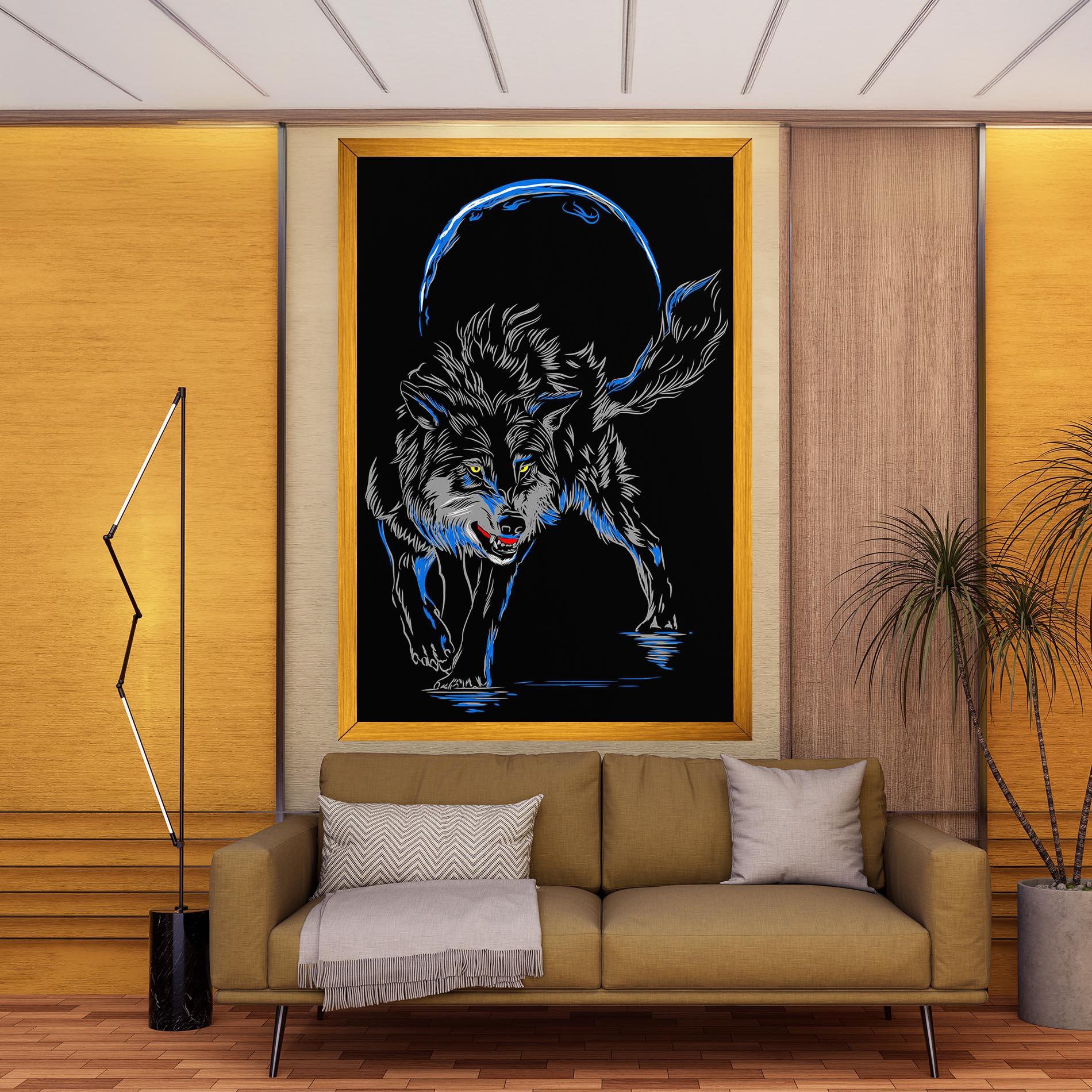 Vászonkép Grey Blue Wolf mockup 9