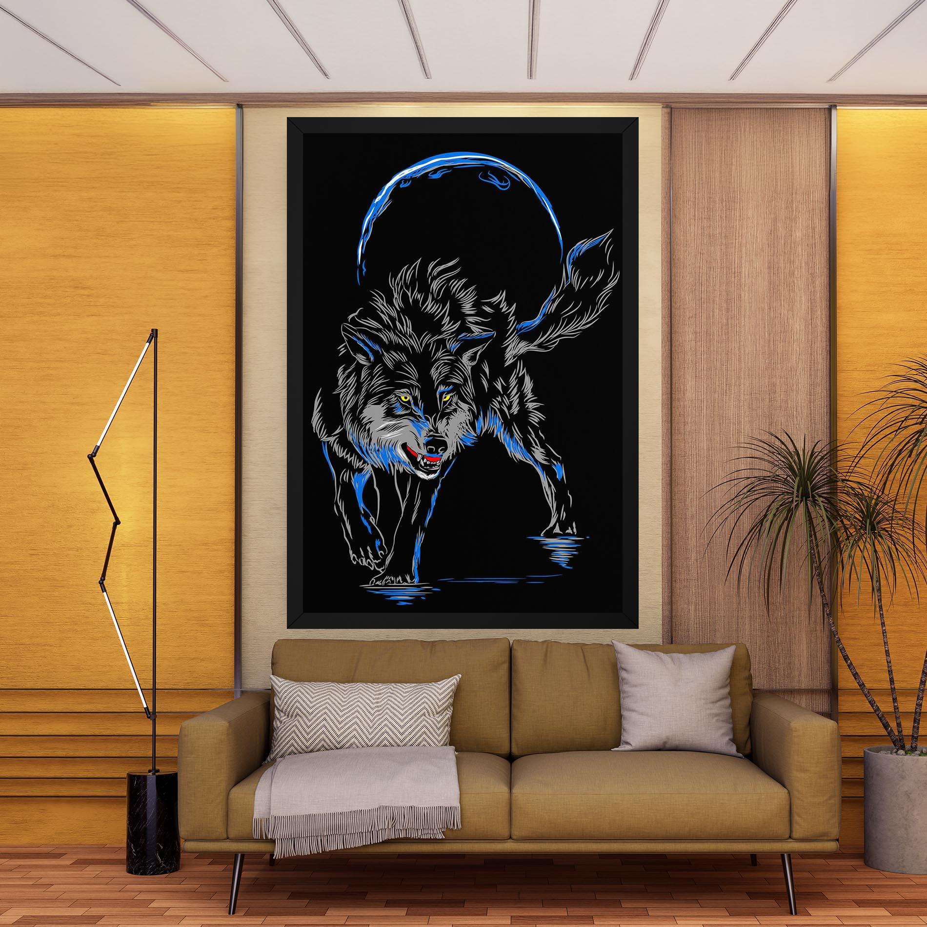 Vászonkép Grey Blue Wolf mockup 9