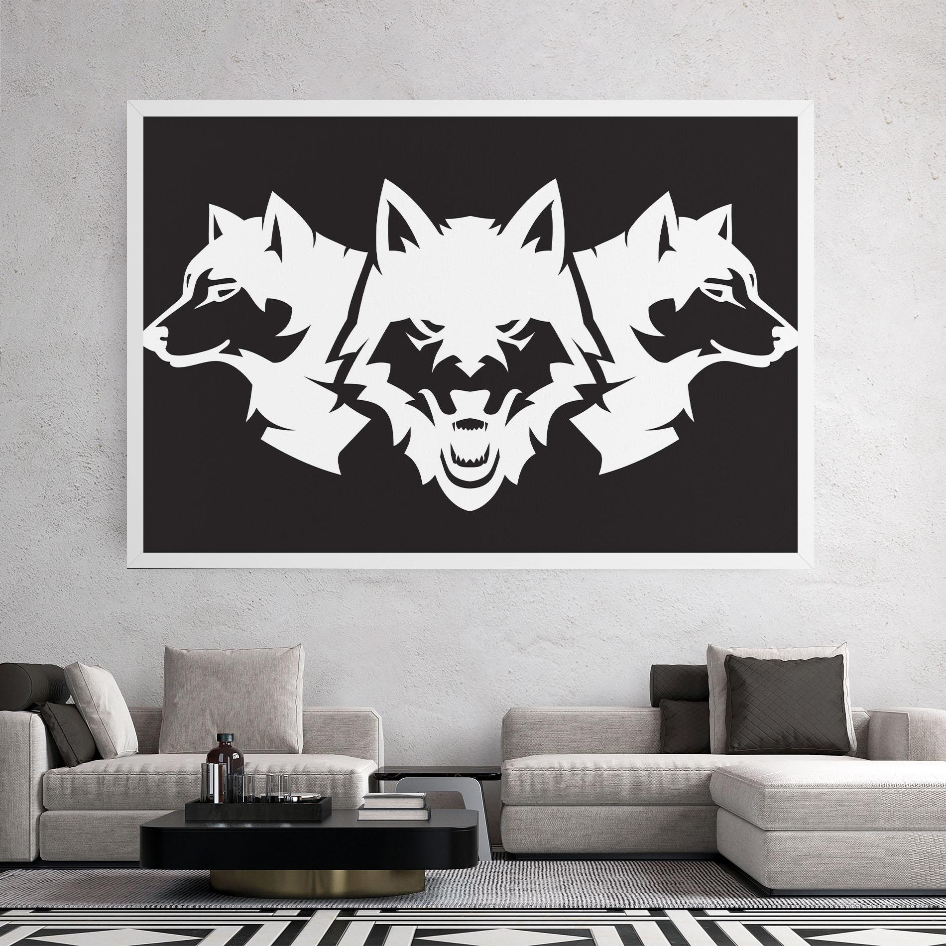 Vászonkép 3 Wolf Heads mockup 2