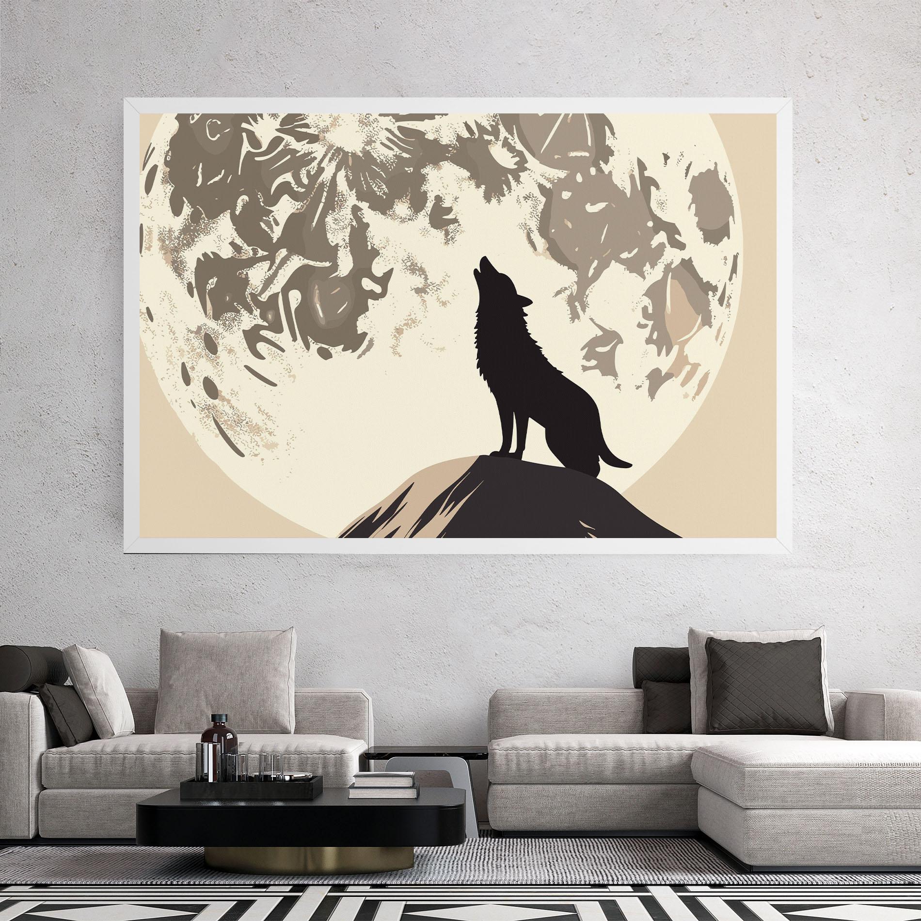 Vászonkép Cream Moon Wolf mockup 2