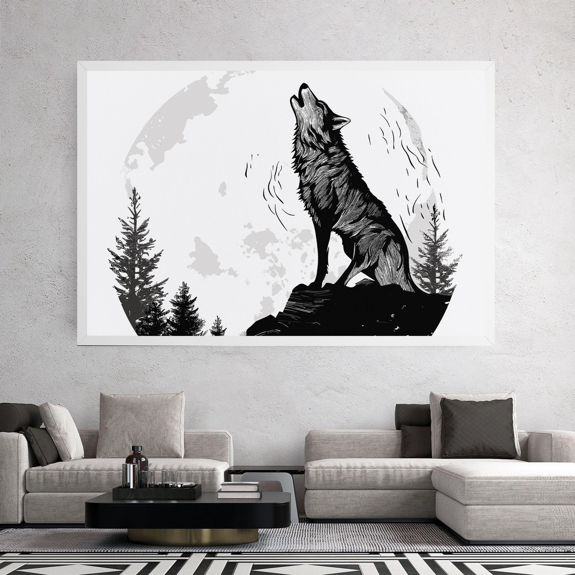 Vászonkép Grey Moon Wolf mockup 2