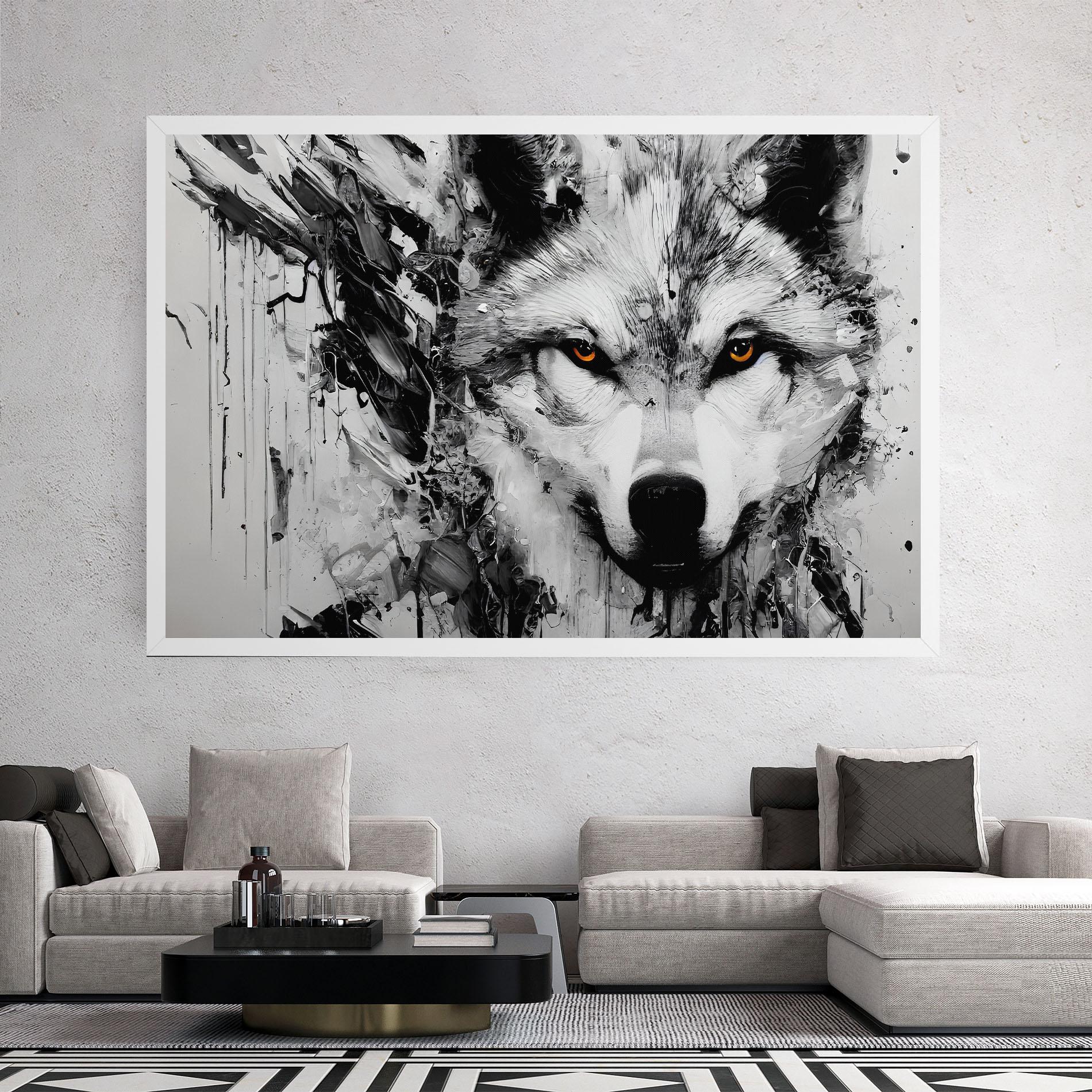 Vászonkép Grey Wolf Portrait mockup 2