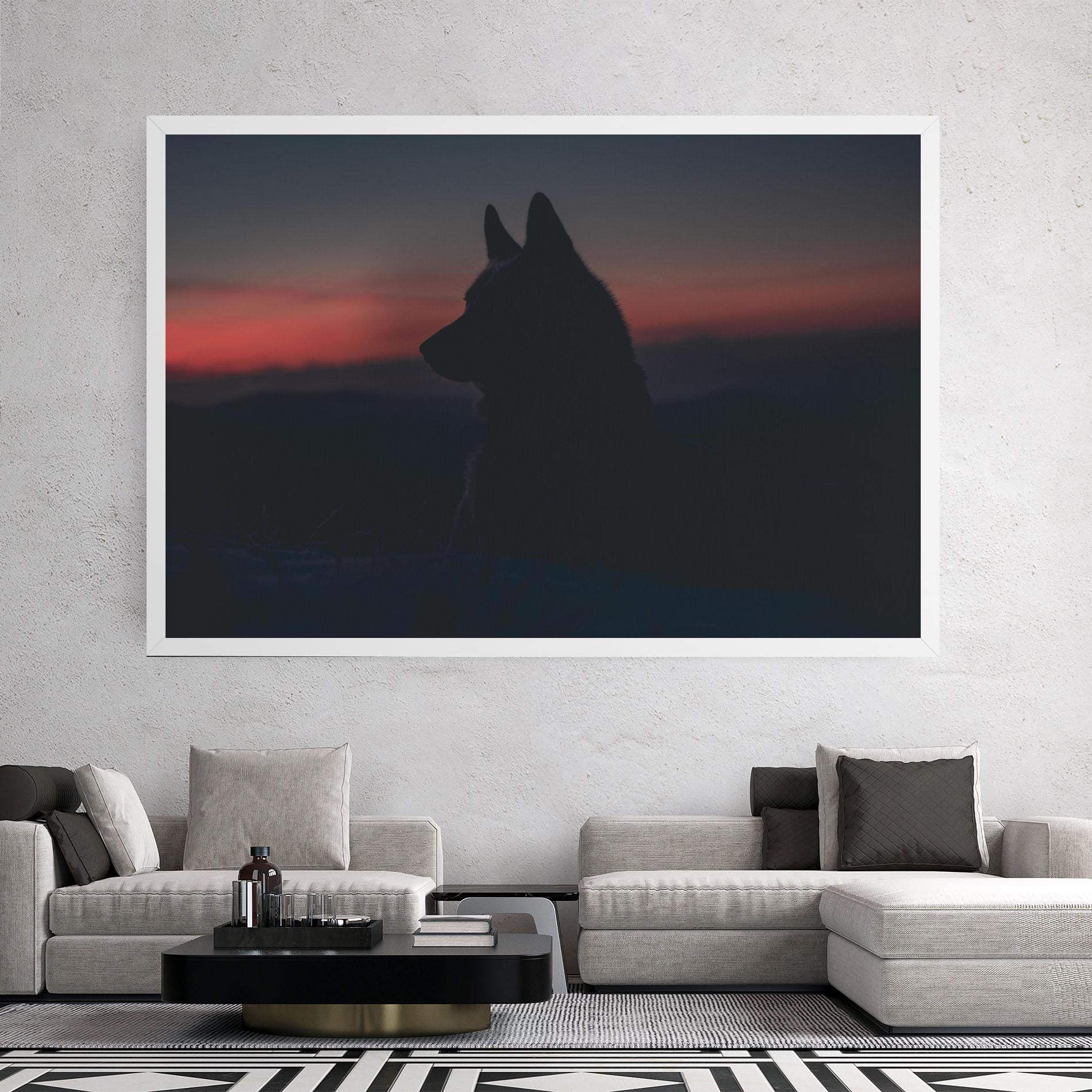 Vászonkép Wolf Shillouette mockup 2