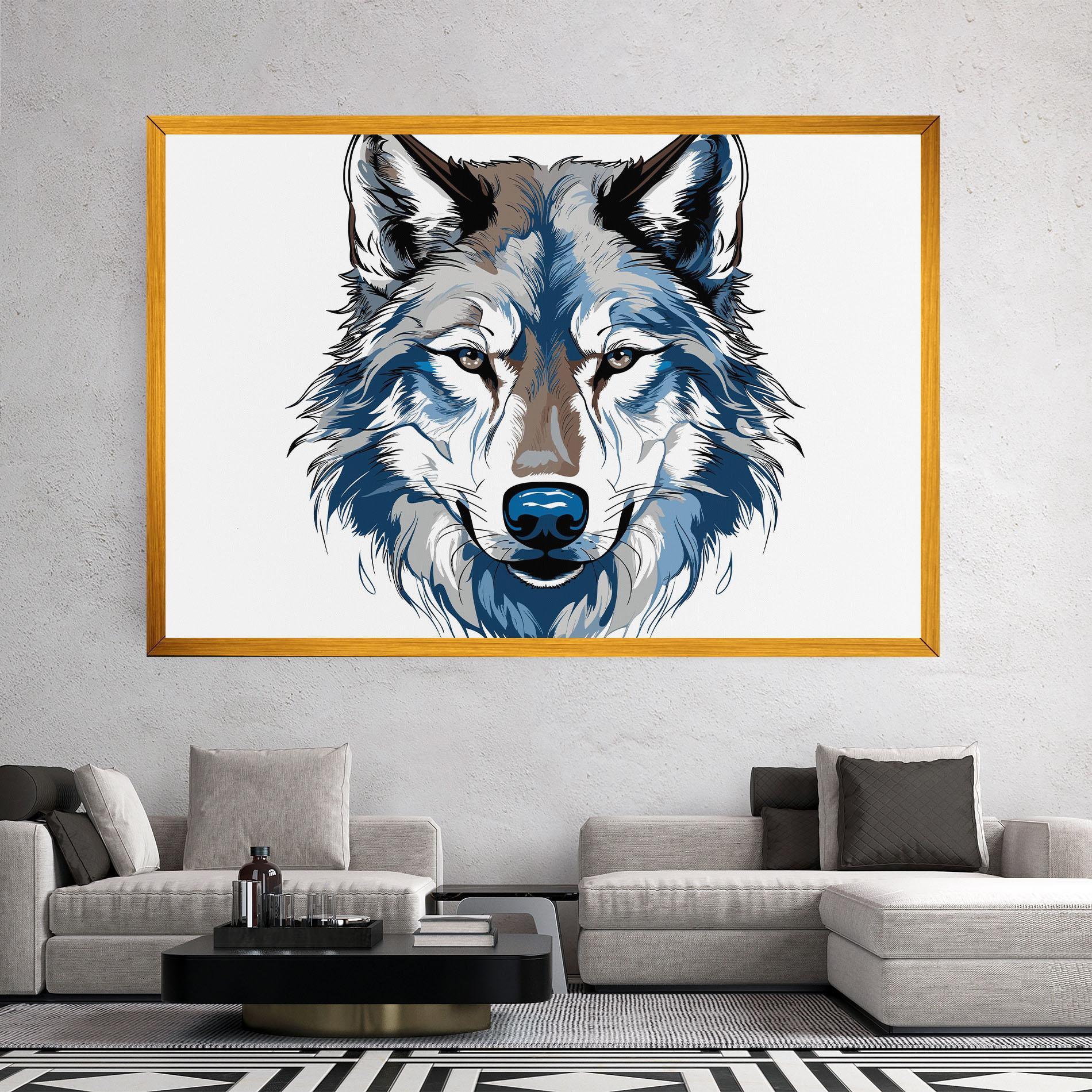 Vászonkép Blue Wolf Head mockup 2