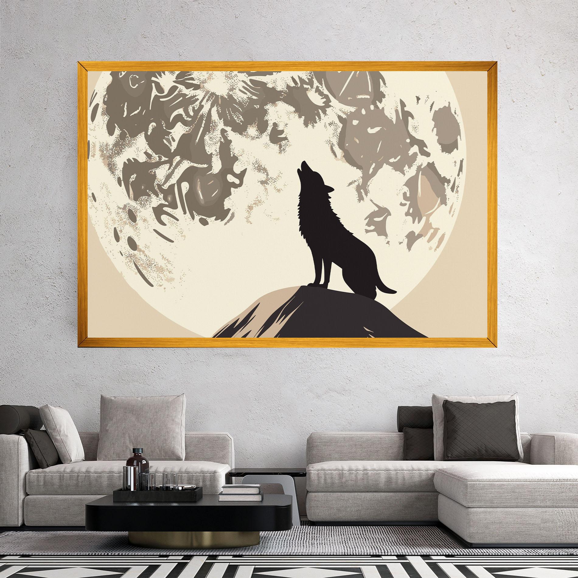 Vászonkép Cream Moon Wolf mockup 2