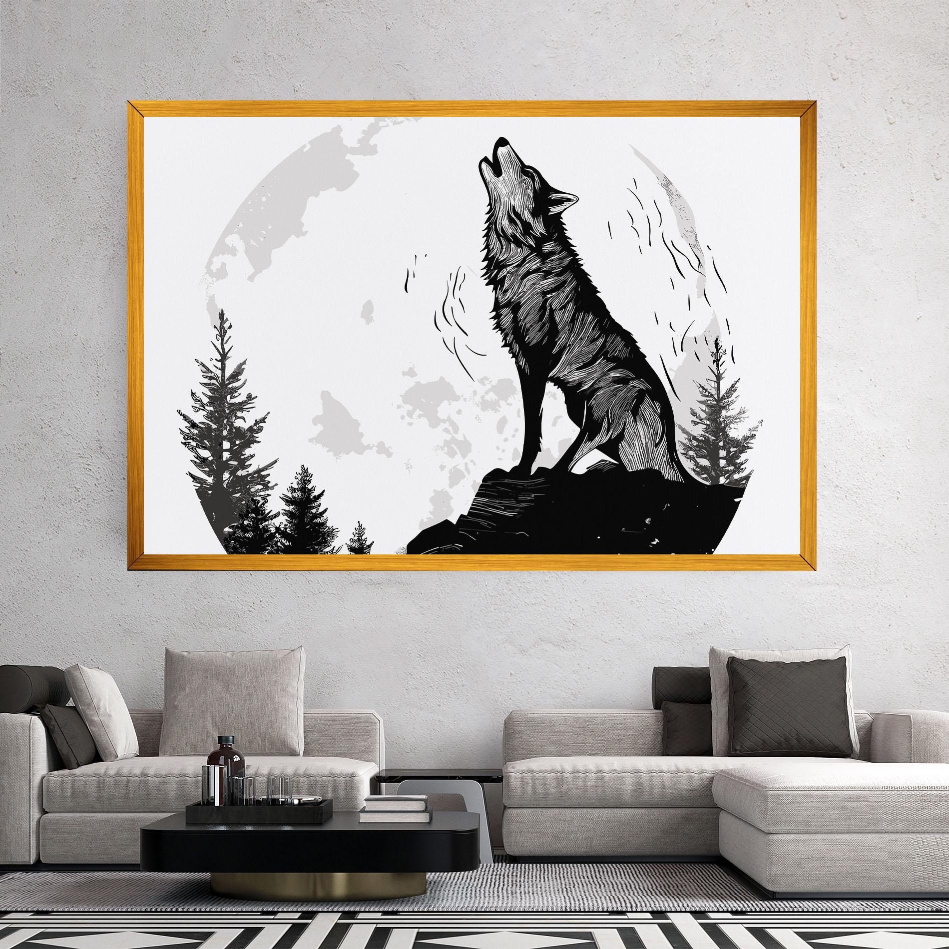Vászonkép Grey Moon Wolf mockup 2