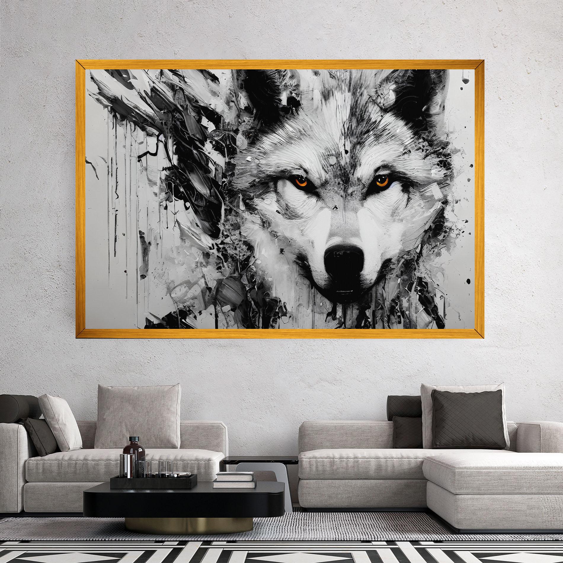 Vászonkép Grey Wolf Portrait mockup 2