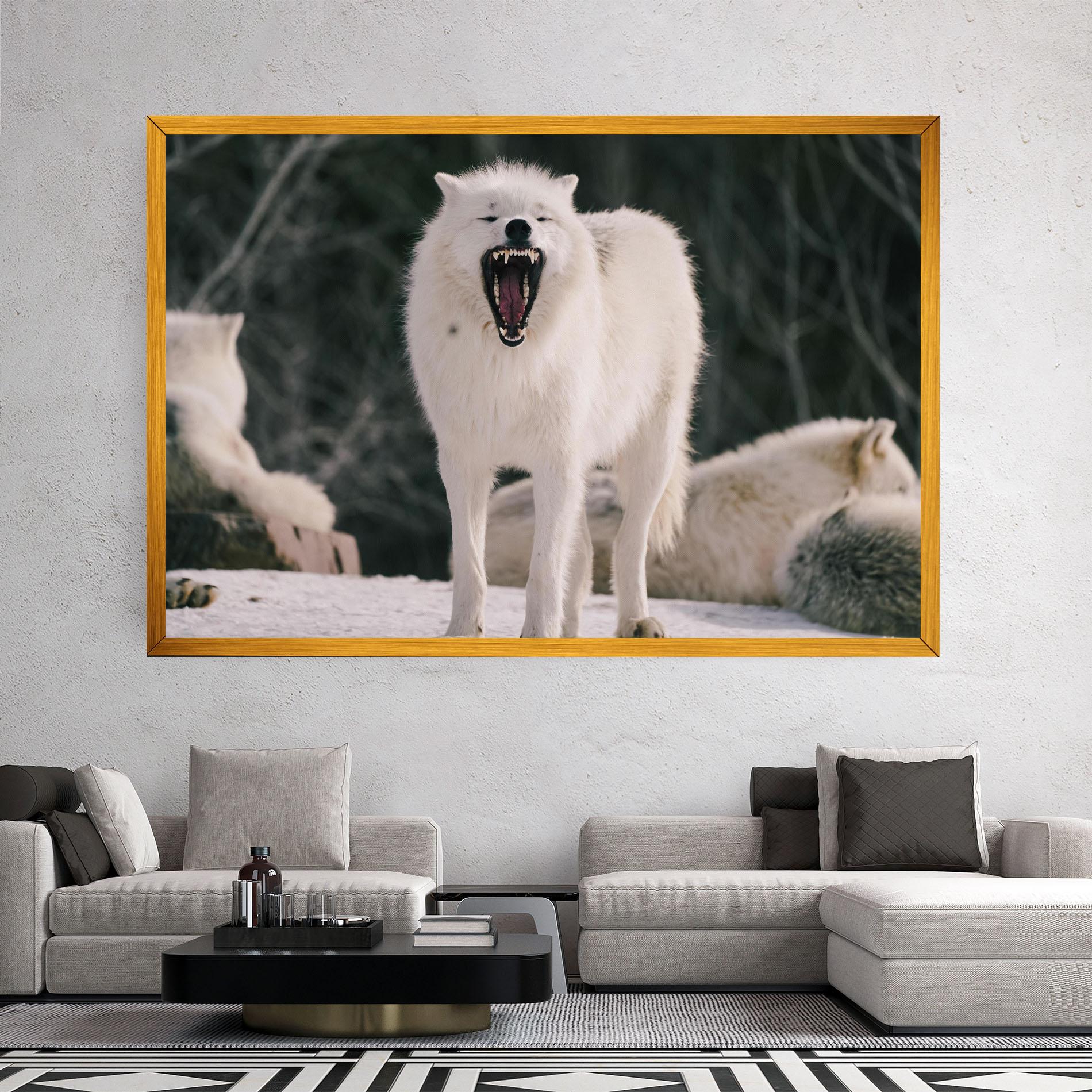 Vászonkép Laughing White Wolf mockup 2