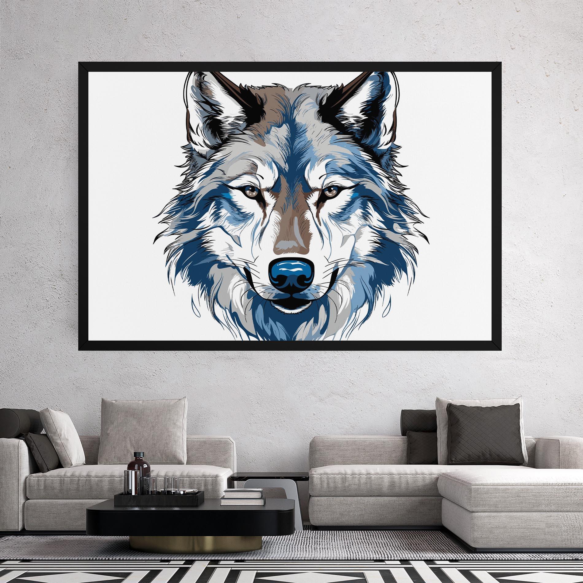 Vászonkép Blue Wolf Head mockup 2