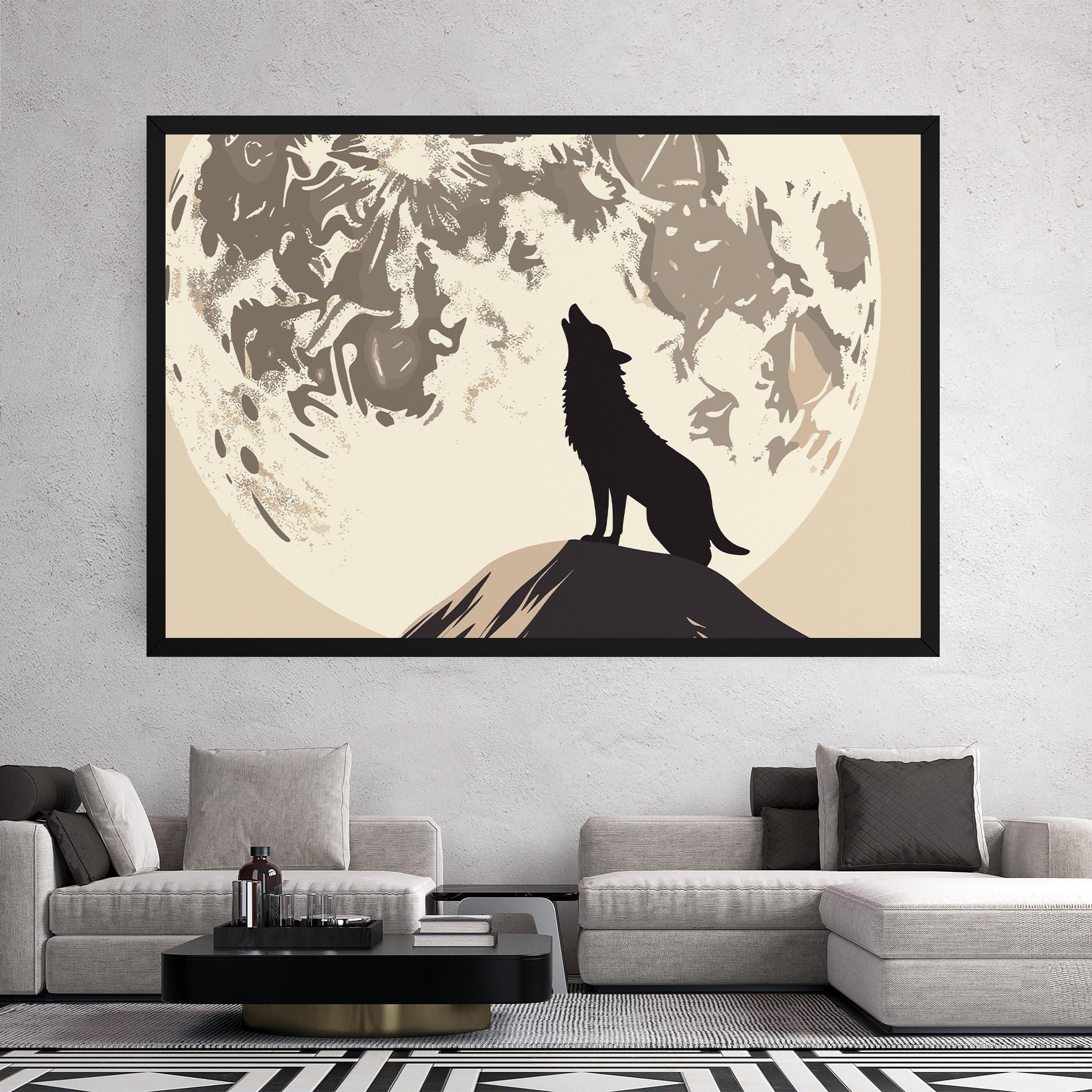 Vászonkép Cream Moon Wolf mockup 2