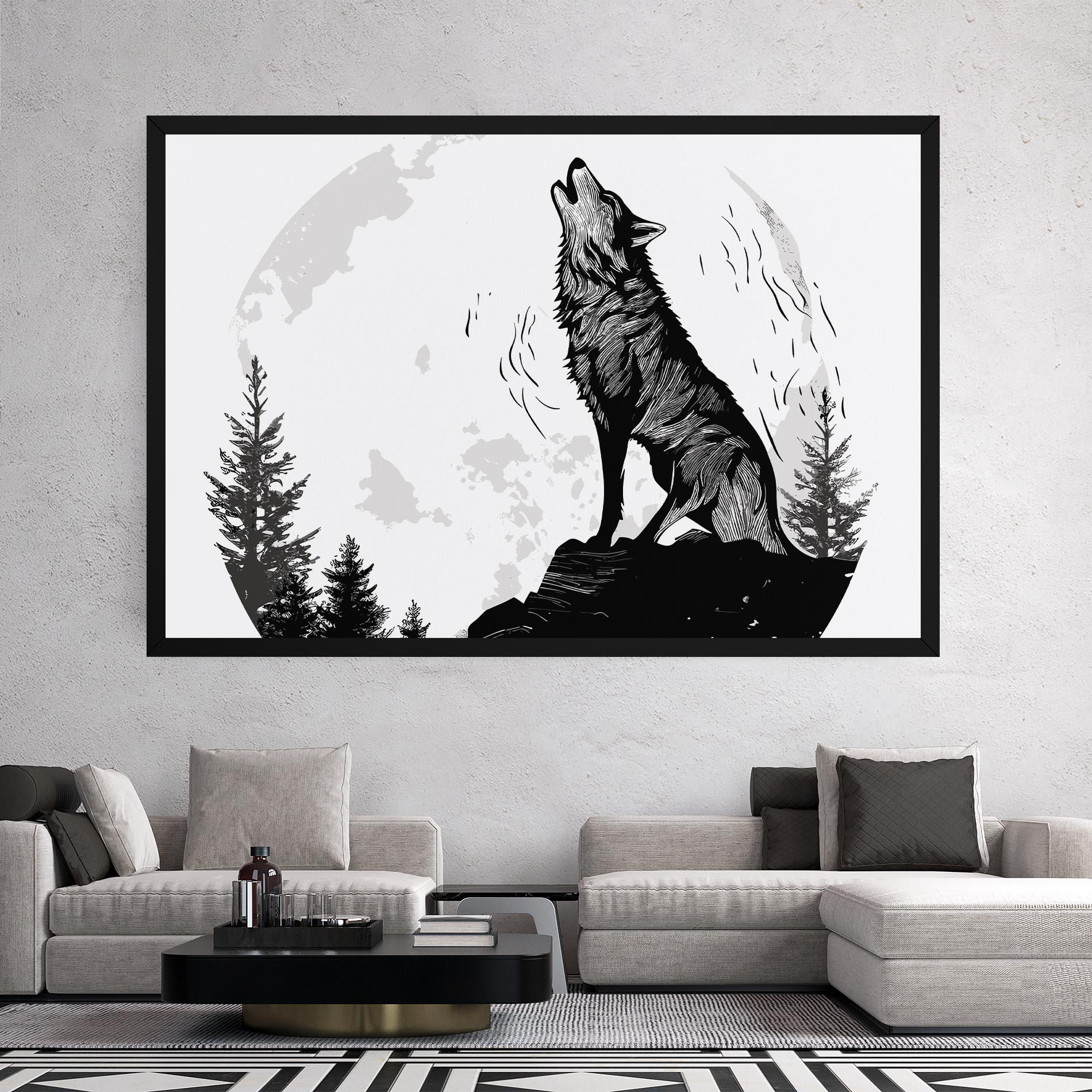 Vászonkép Grey Moon Wolf mockup 2