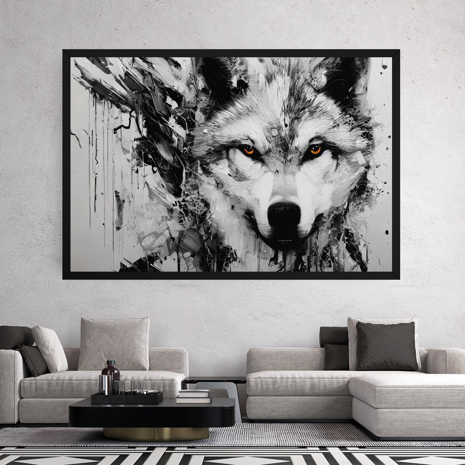 Vászonkép Grey Wolf Portrait mockup 2