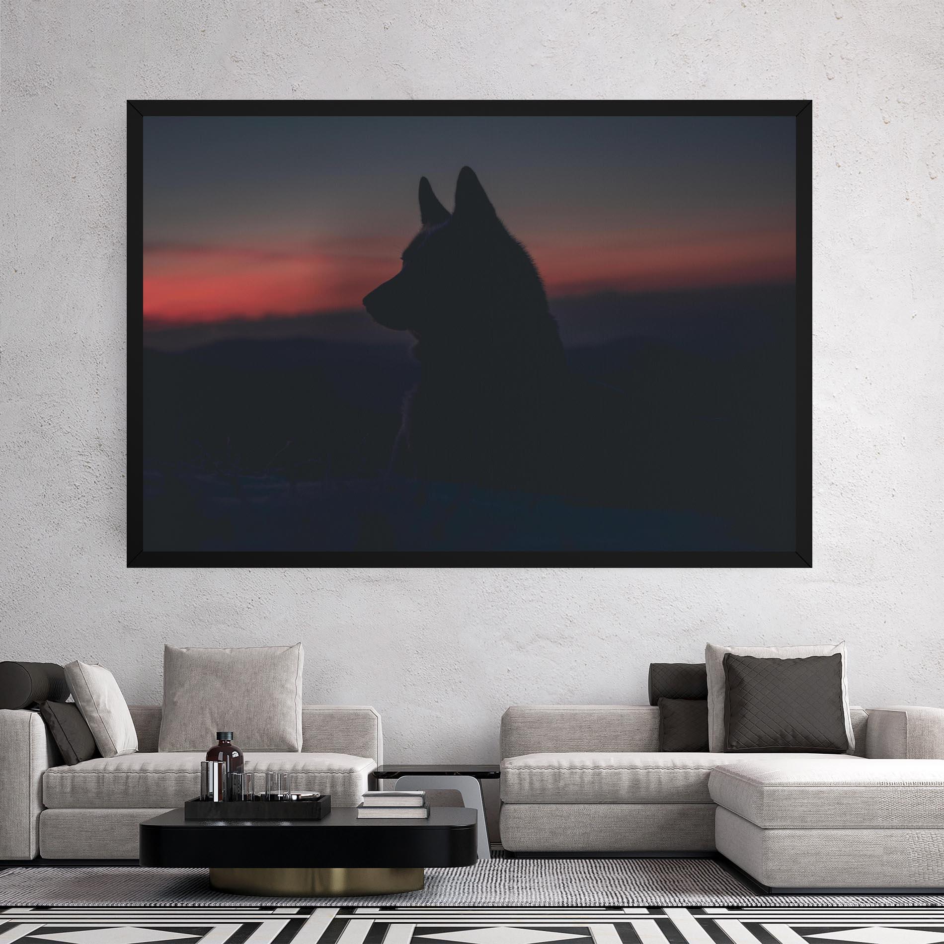 Vászonkép Wolf Shillouette mockup 2