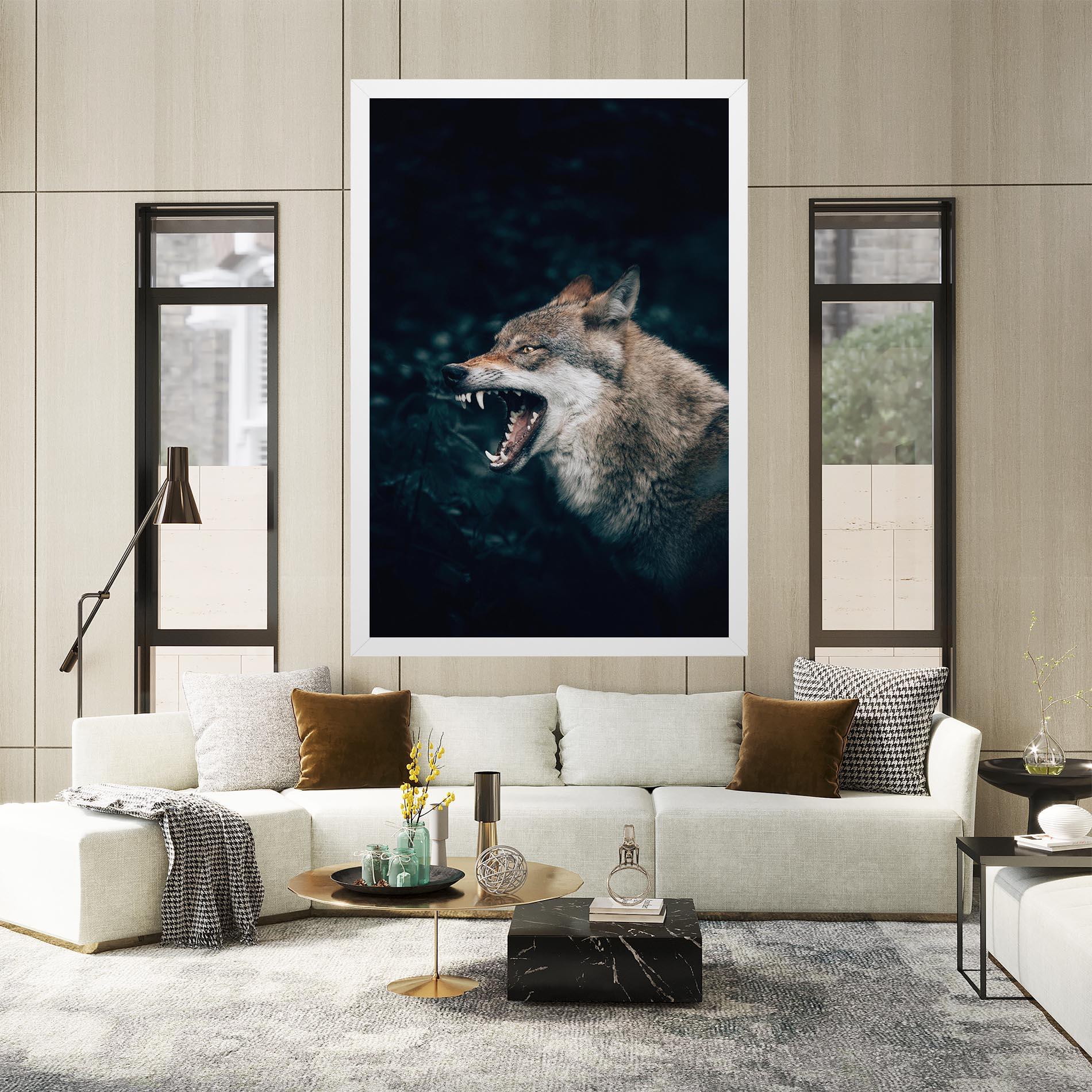 Vászonkép Angry Wolf In The Forest mockup 2