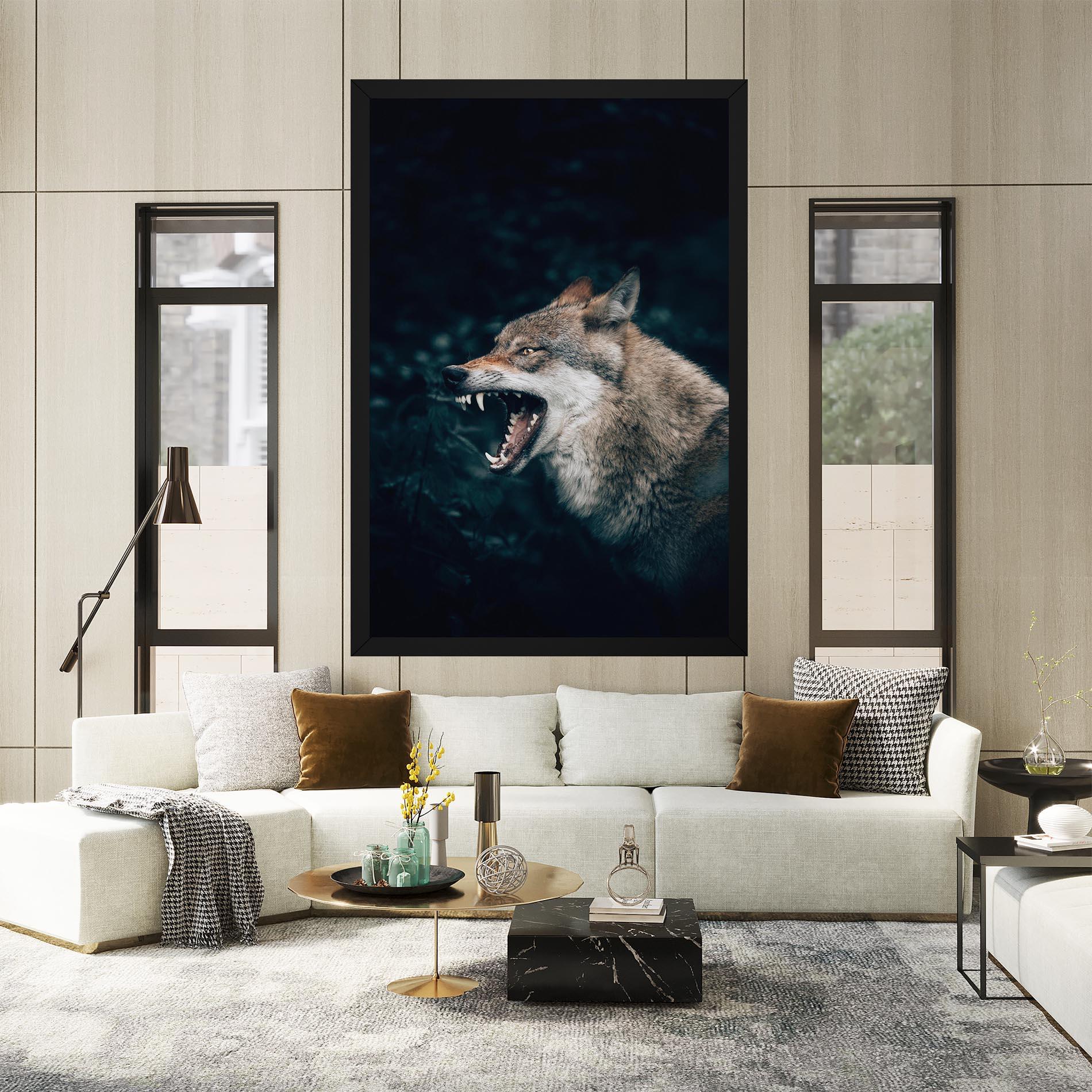 Vászonkép Angry Wolf In The Forest mockup 2