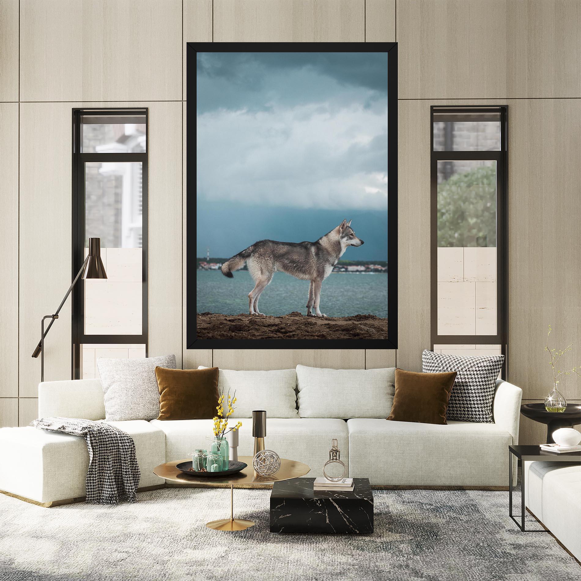 Vászonkép Grey Wolf Looking mockup 2