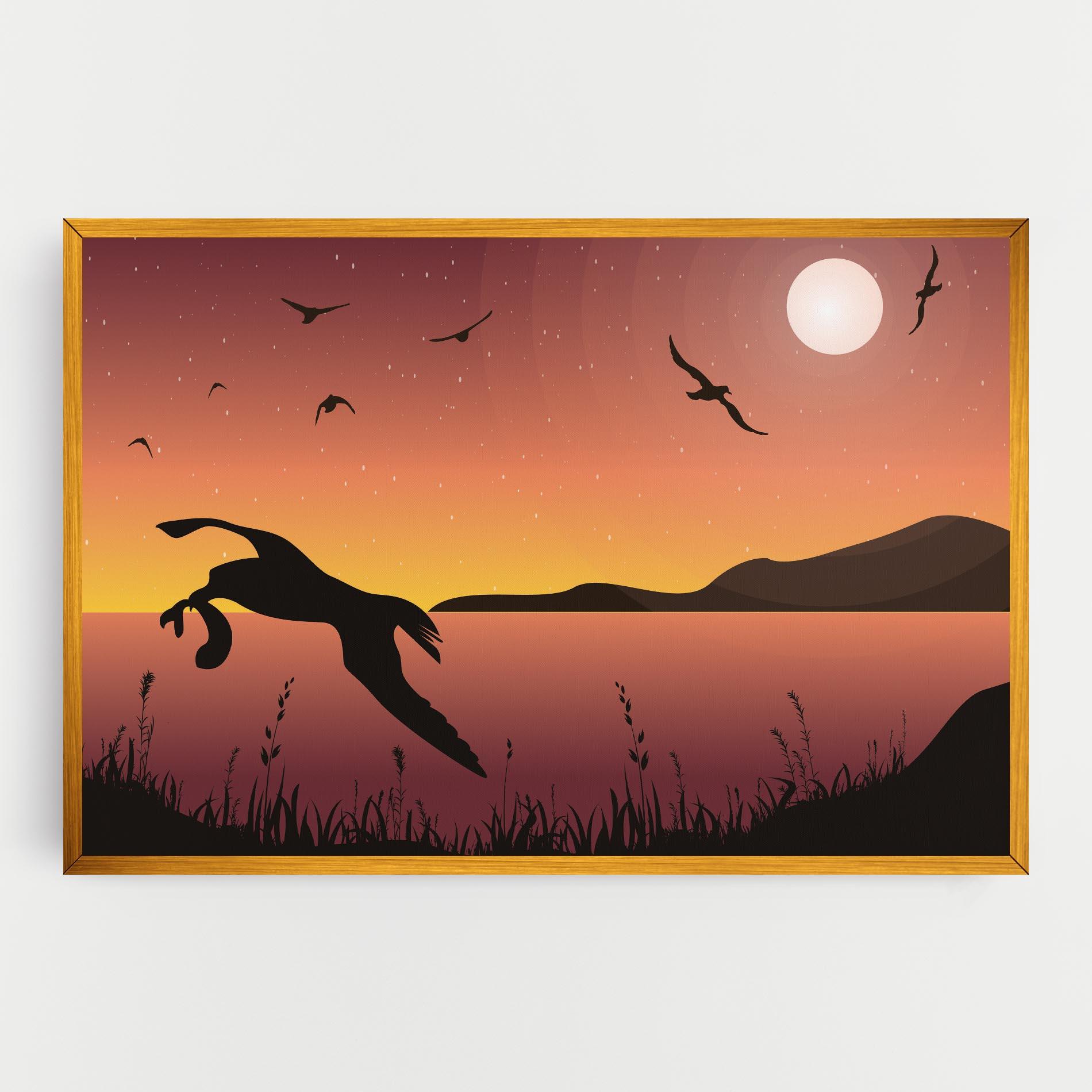 Vászonkép Birds Fishing mockup 0