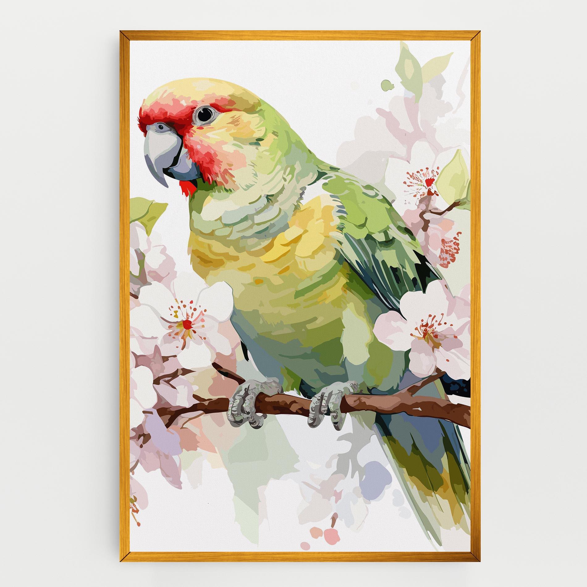 Vászonkép Cute Green Parrot mockup 0