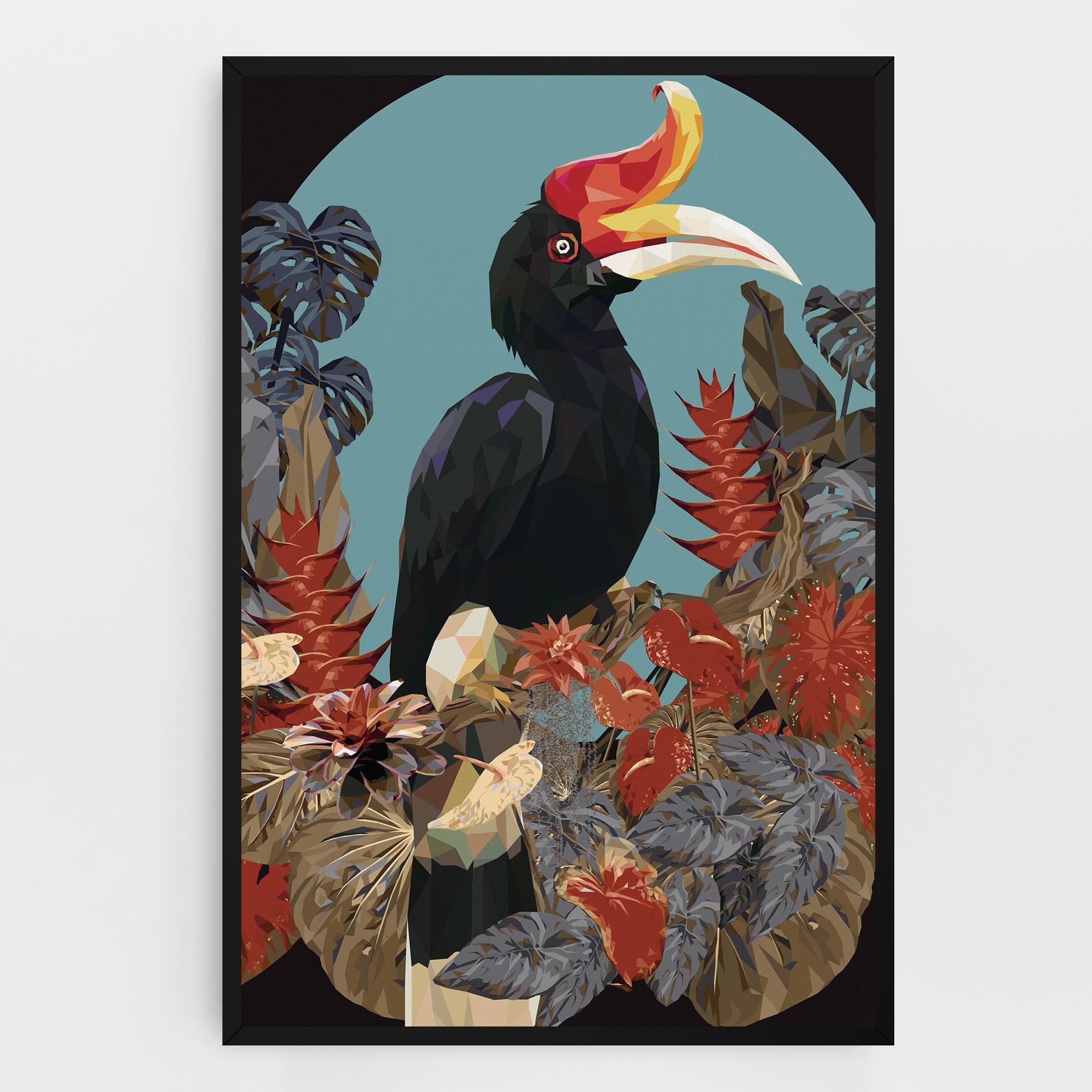 Vászonkép Black Interesting Bird mockup 0