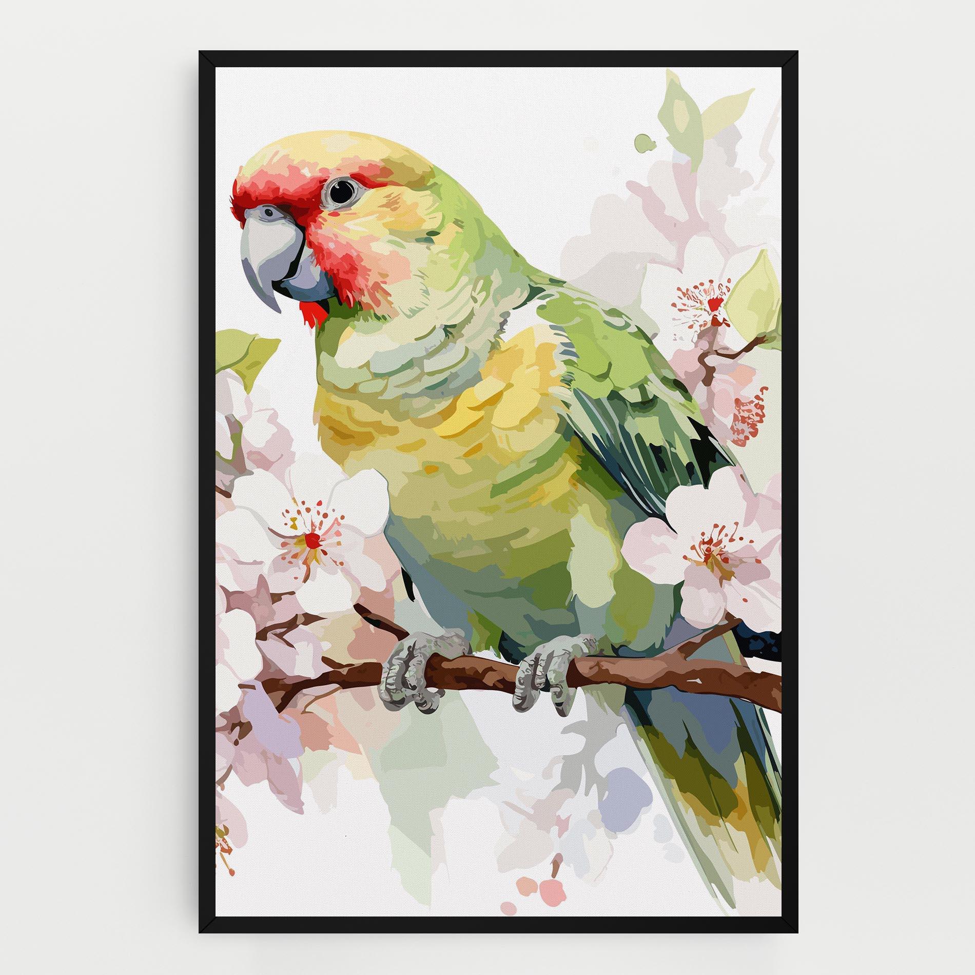 Vászonkép Cute Green Parrot mockup 0