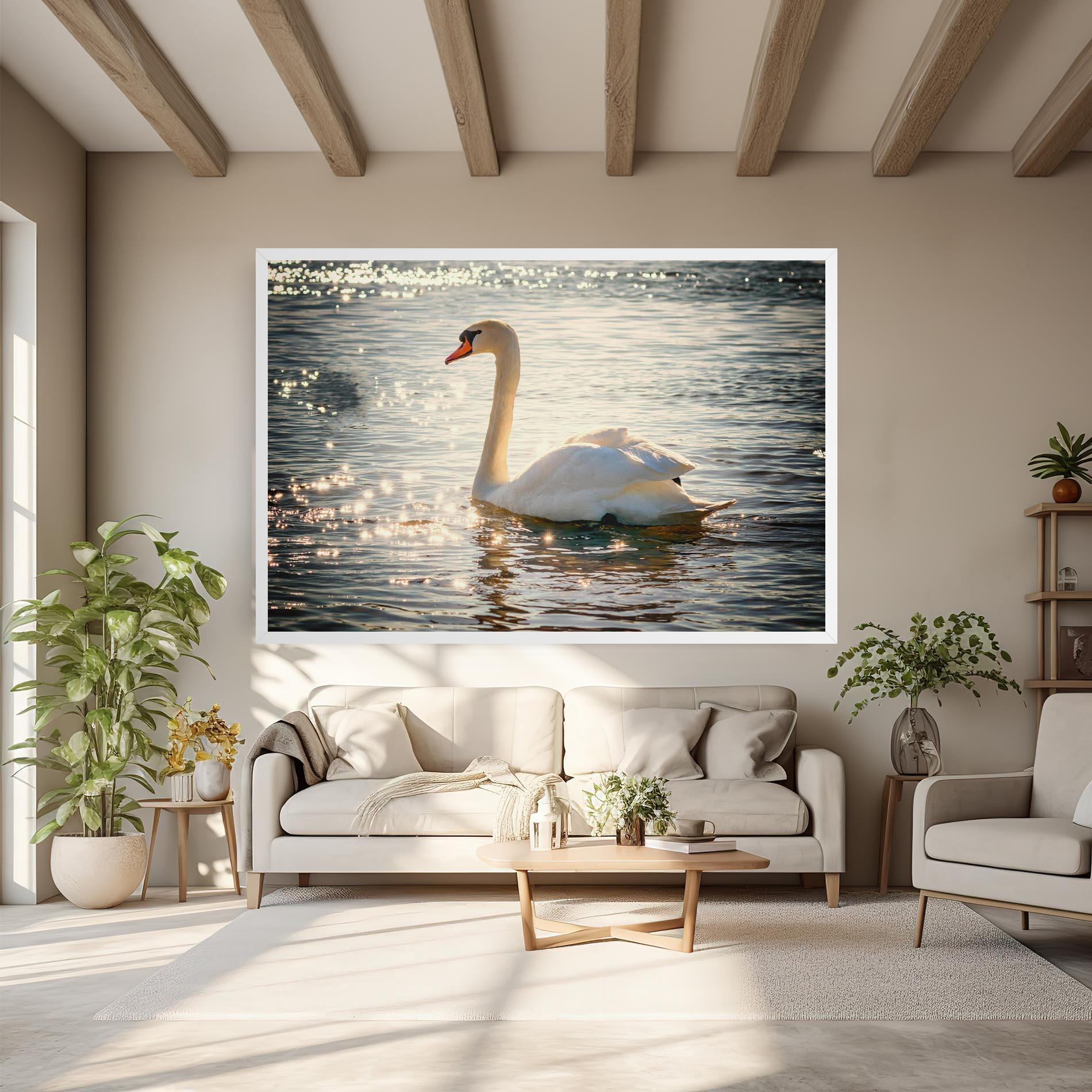 Vászonkép Swan On Lake mockup 6