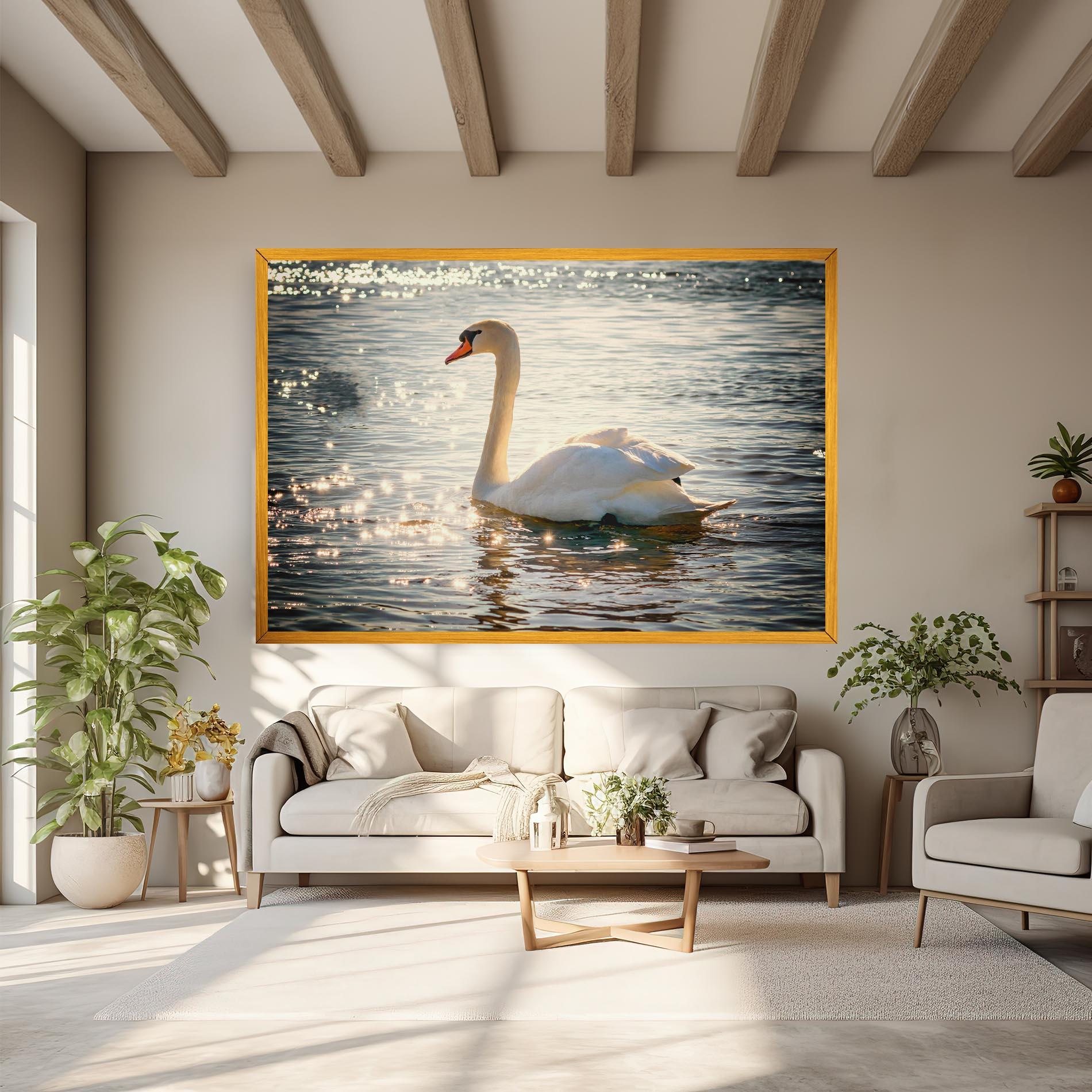 Vászonkép Swan On Lake mockup 6
