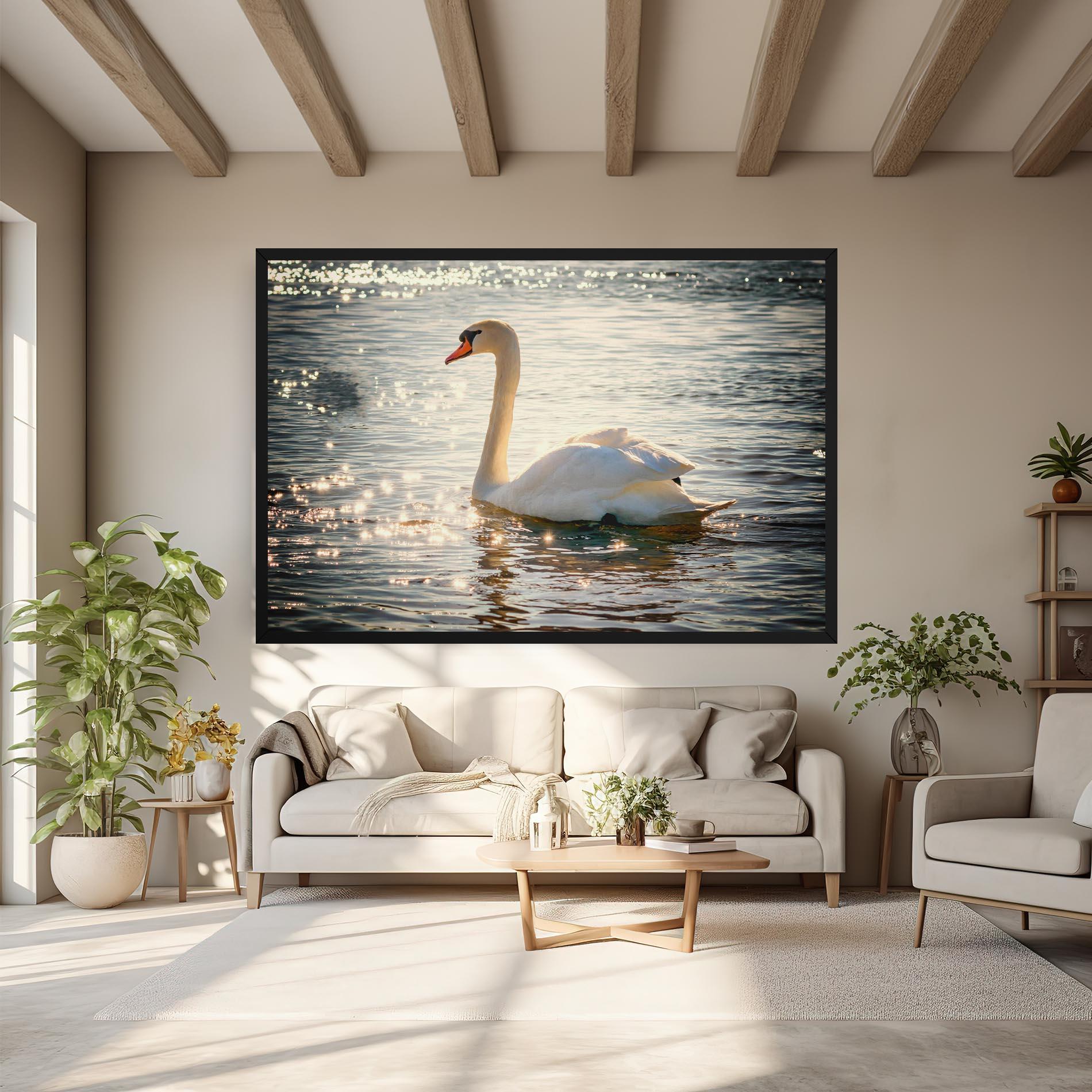 Vászonkép Swan On Lake mockup 6