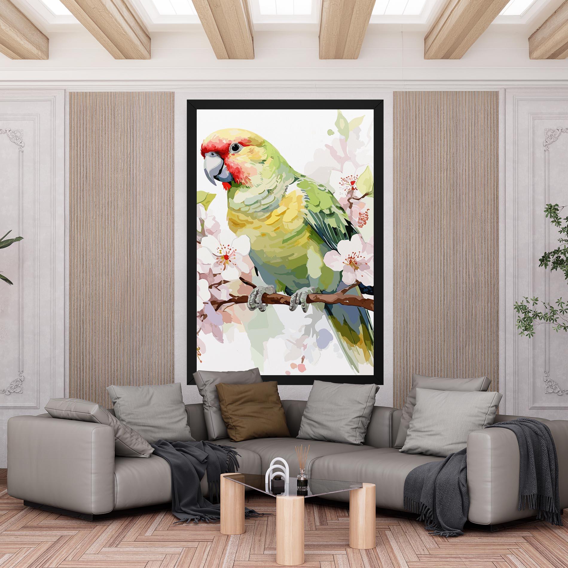 Vászonkép Cute Green Parrot mockup 6