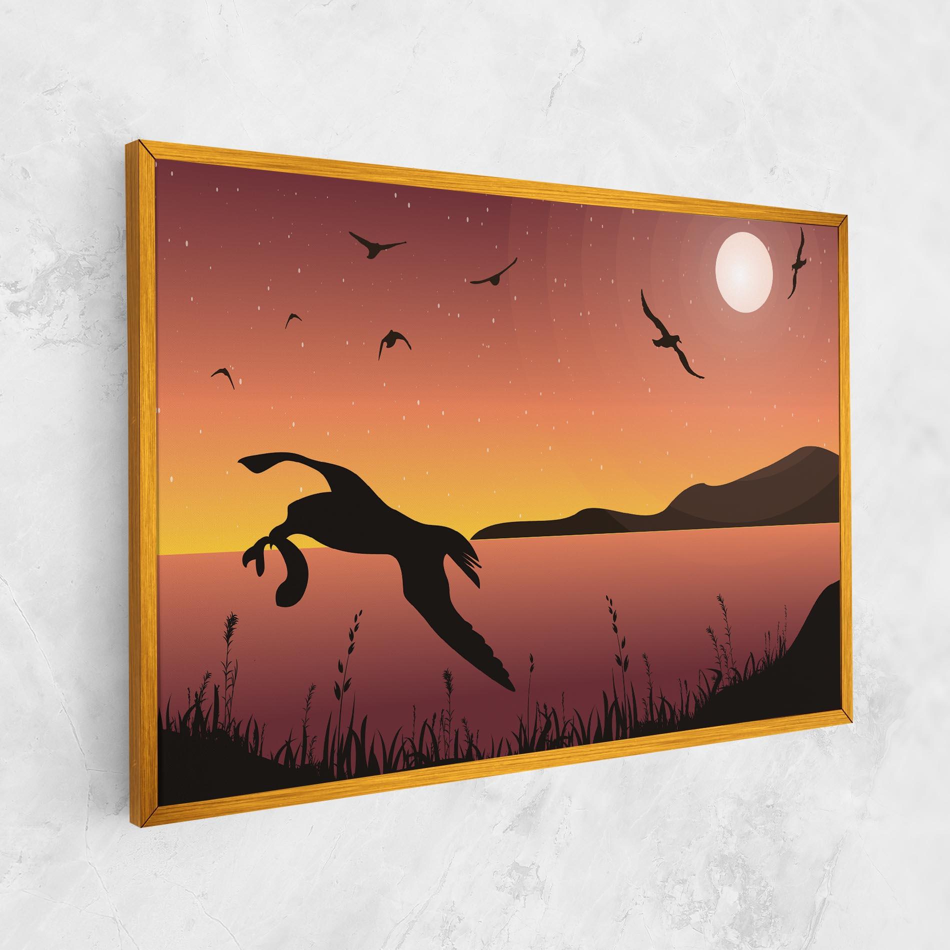 Vászonkép Birds Fishing mockup 1