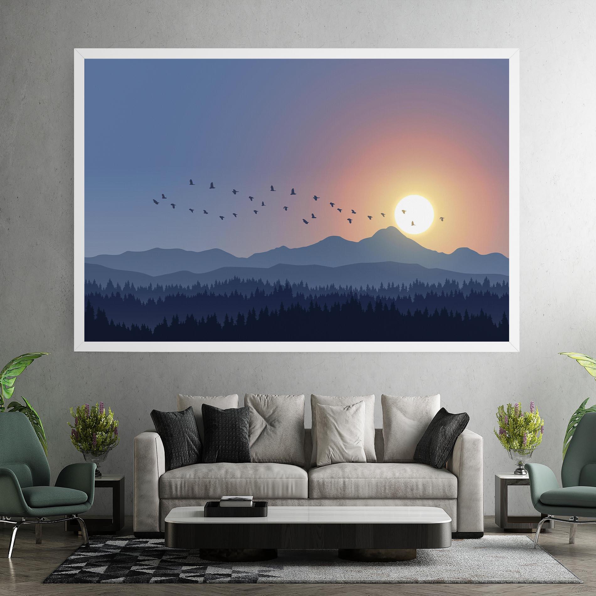 Vászonkép Sunset Birds View mockup 7