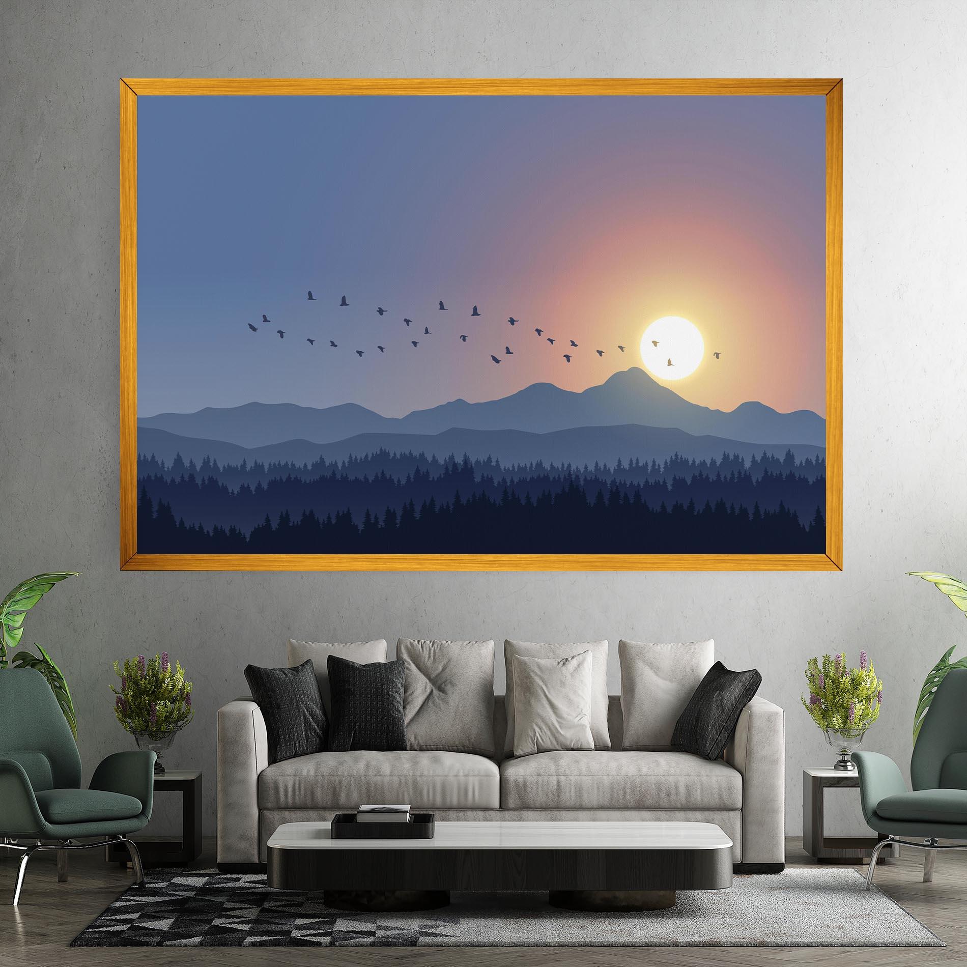 Vászonkép Sunset Birds View mockup 7