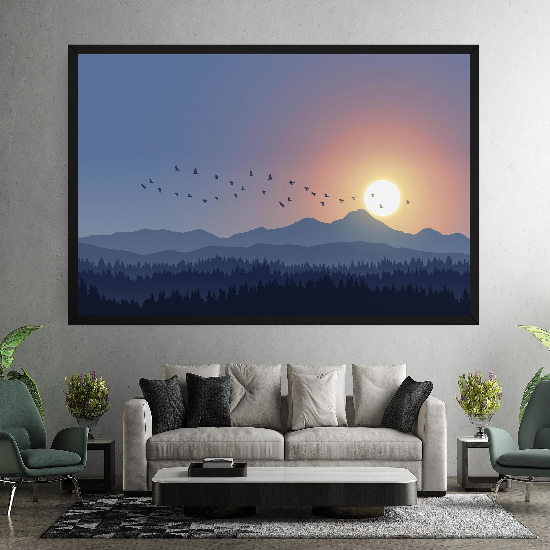 Vászonkép Sunset Birds View mockup 7