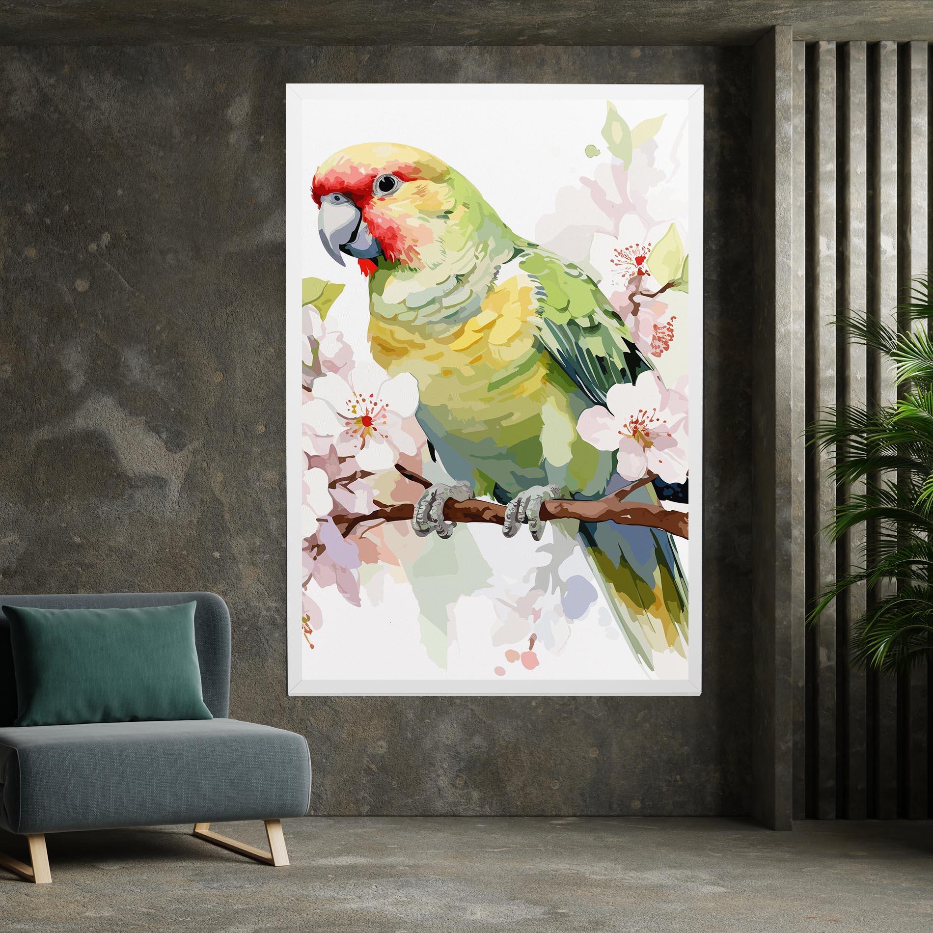 Vászonkép Cute Green Parrot mockup 7