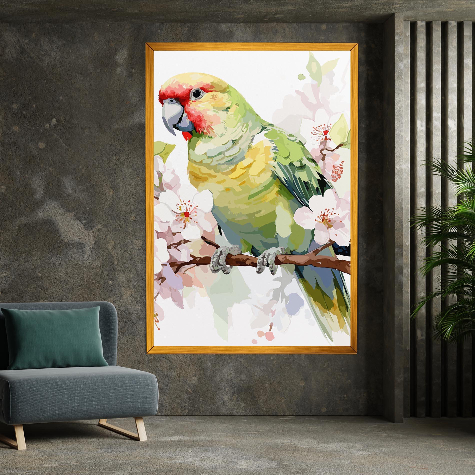 Vászonkép Cute Green Parrot mockup 7