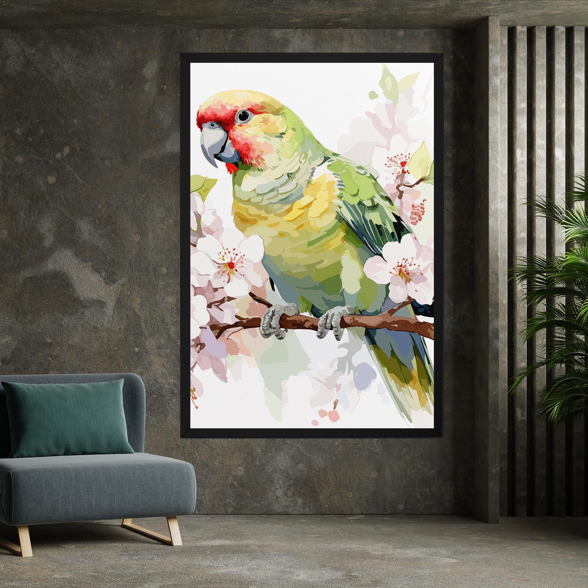 Vászonkép Cute Green Parrot mockup 7