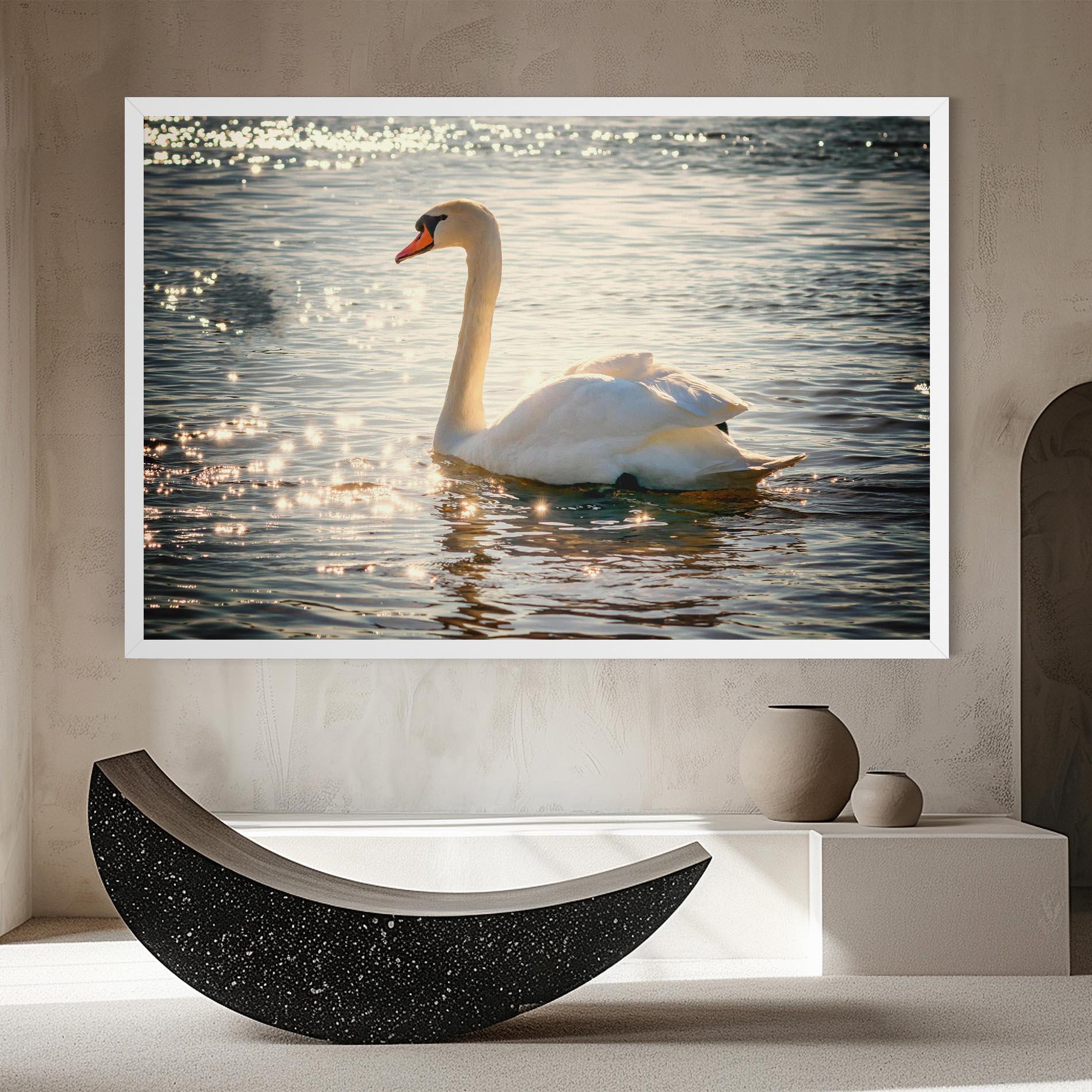 Vászonkép Swan On Lake mockup 8