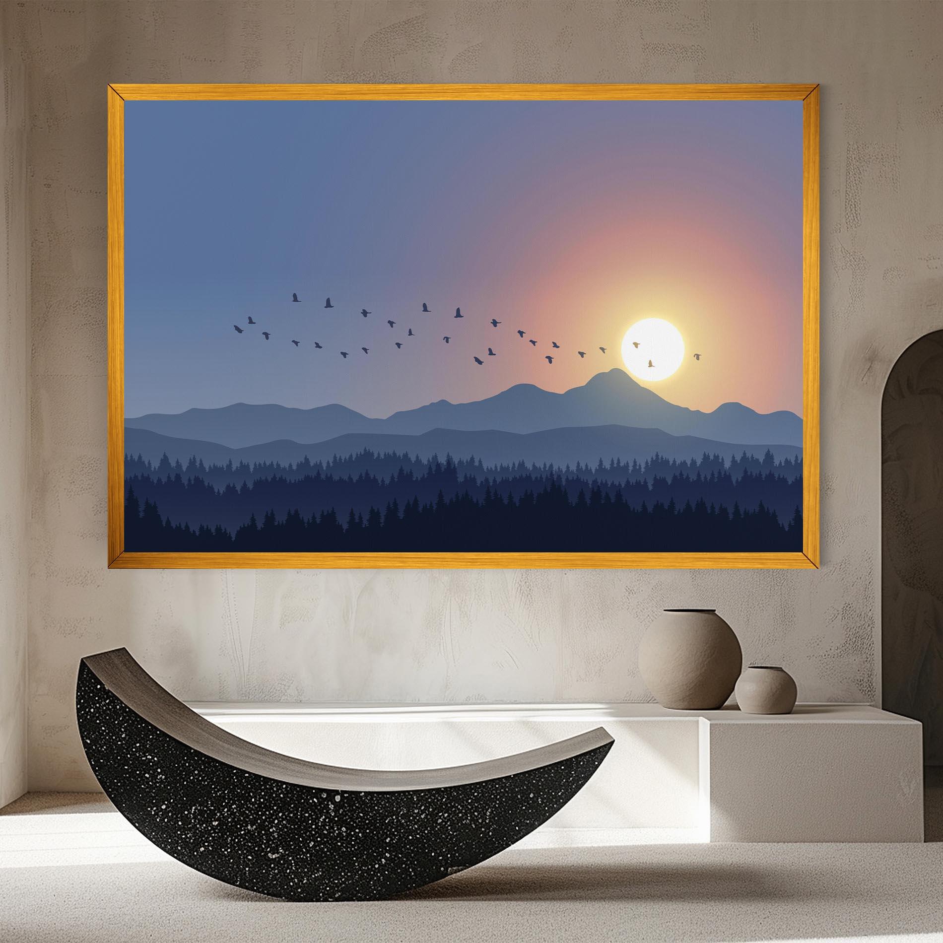 Vászonkép Sunset Birds View mockup 8