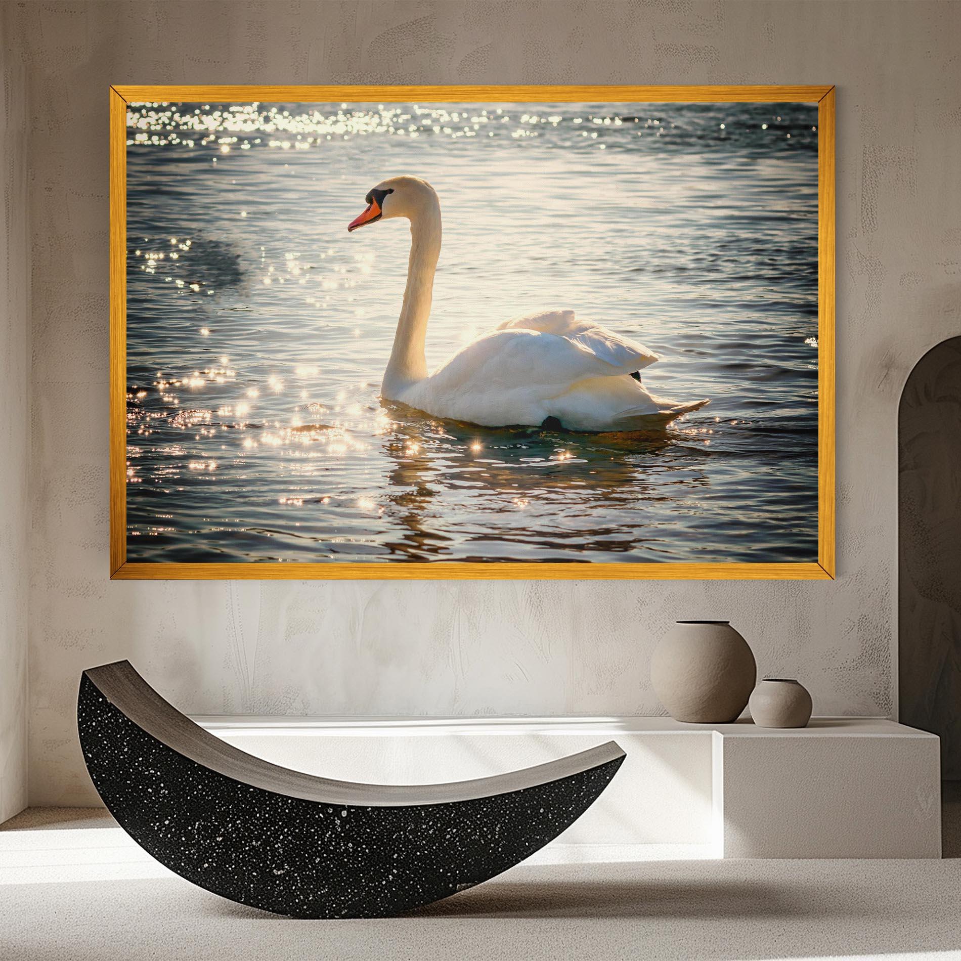 Vászonkép Swan On Lake mockup 8