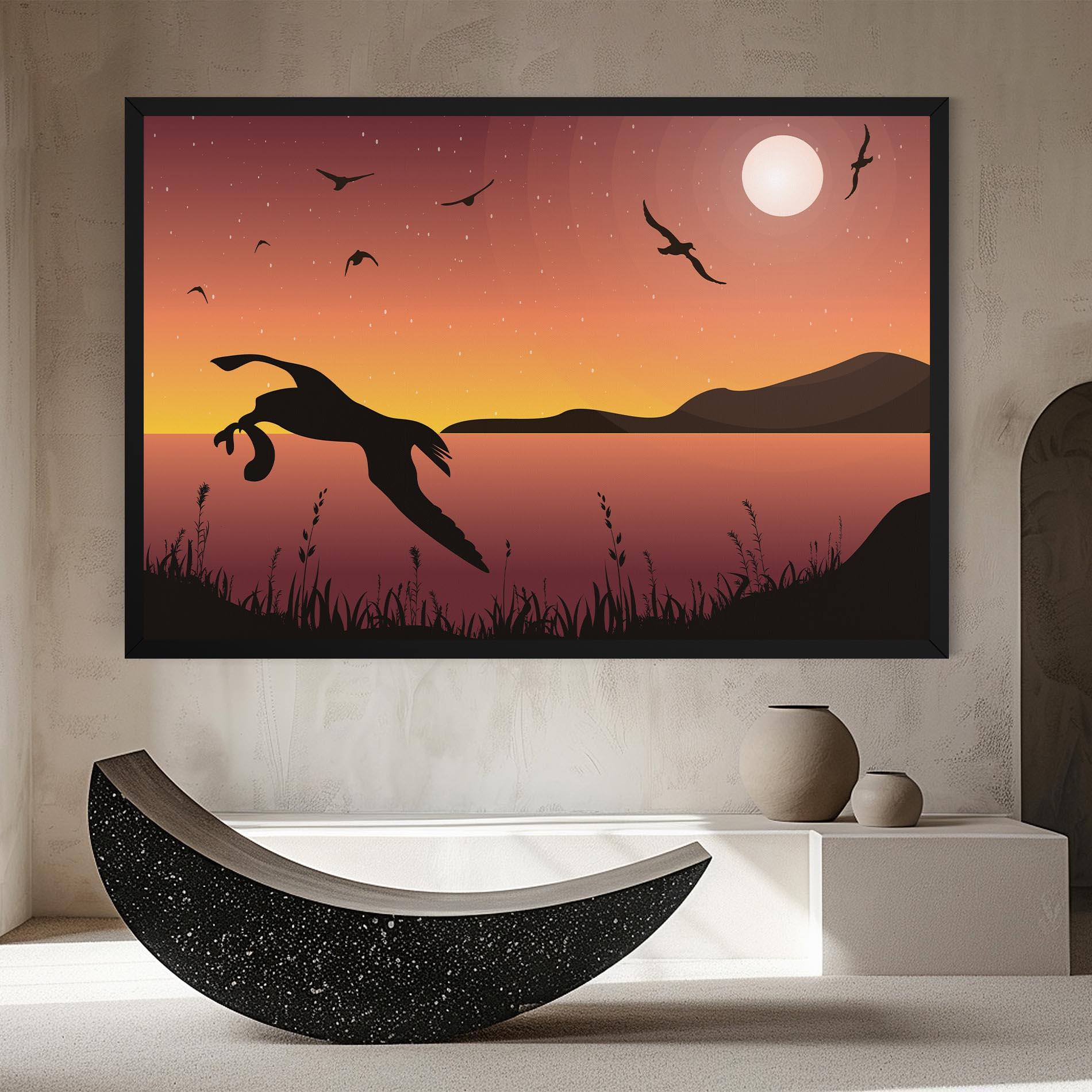 Vászonkép Birds Fishing mockup 8